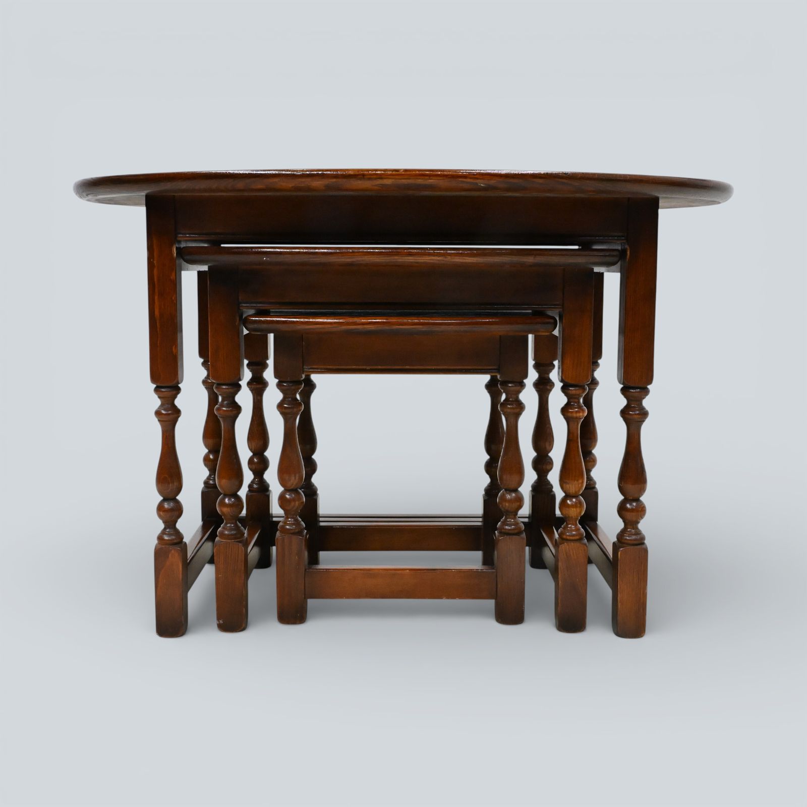 photo furniture Old Charm Oval Nest Of Tables In Tudor Brown Model 1990 Vgc Free Uk Delivery