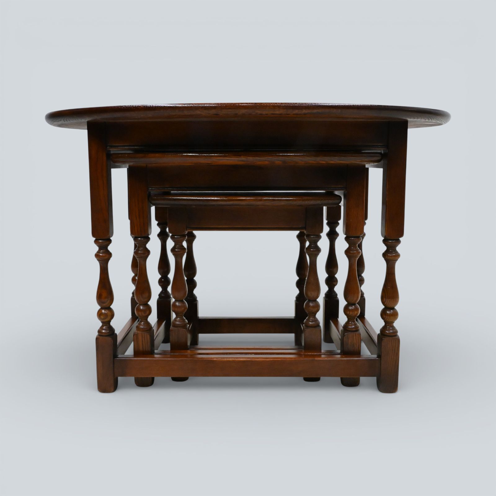 Furniture Old Charm Oval Nest Of Tables In Tudor Brown Model 1990 Vgc Free Uk Delivery photo