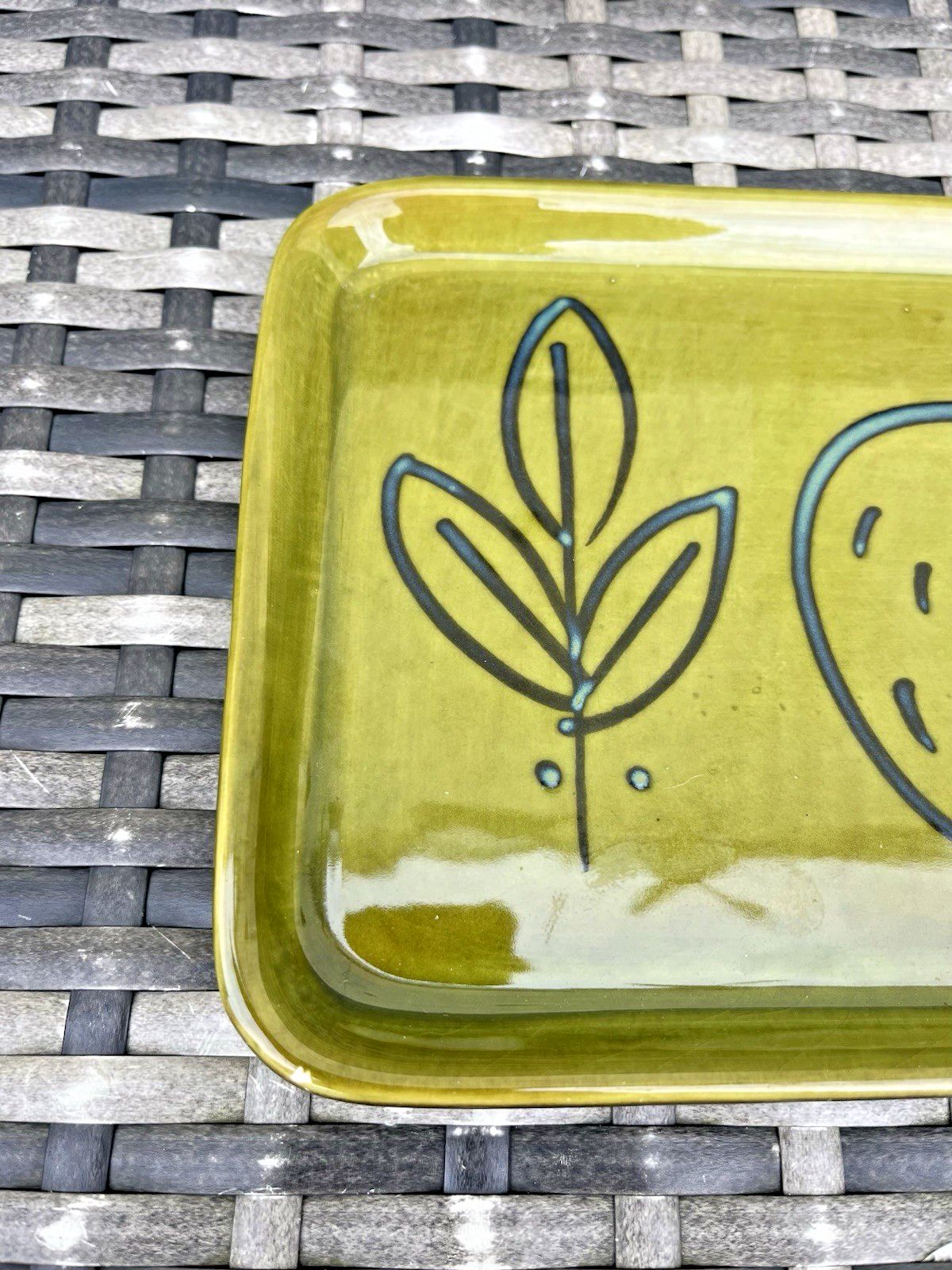 Mid Century Danish Illums Bolighus Stylised Apple Pottery Sandwich Plate Tray photo for sale
