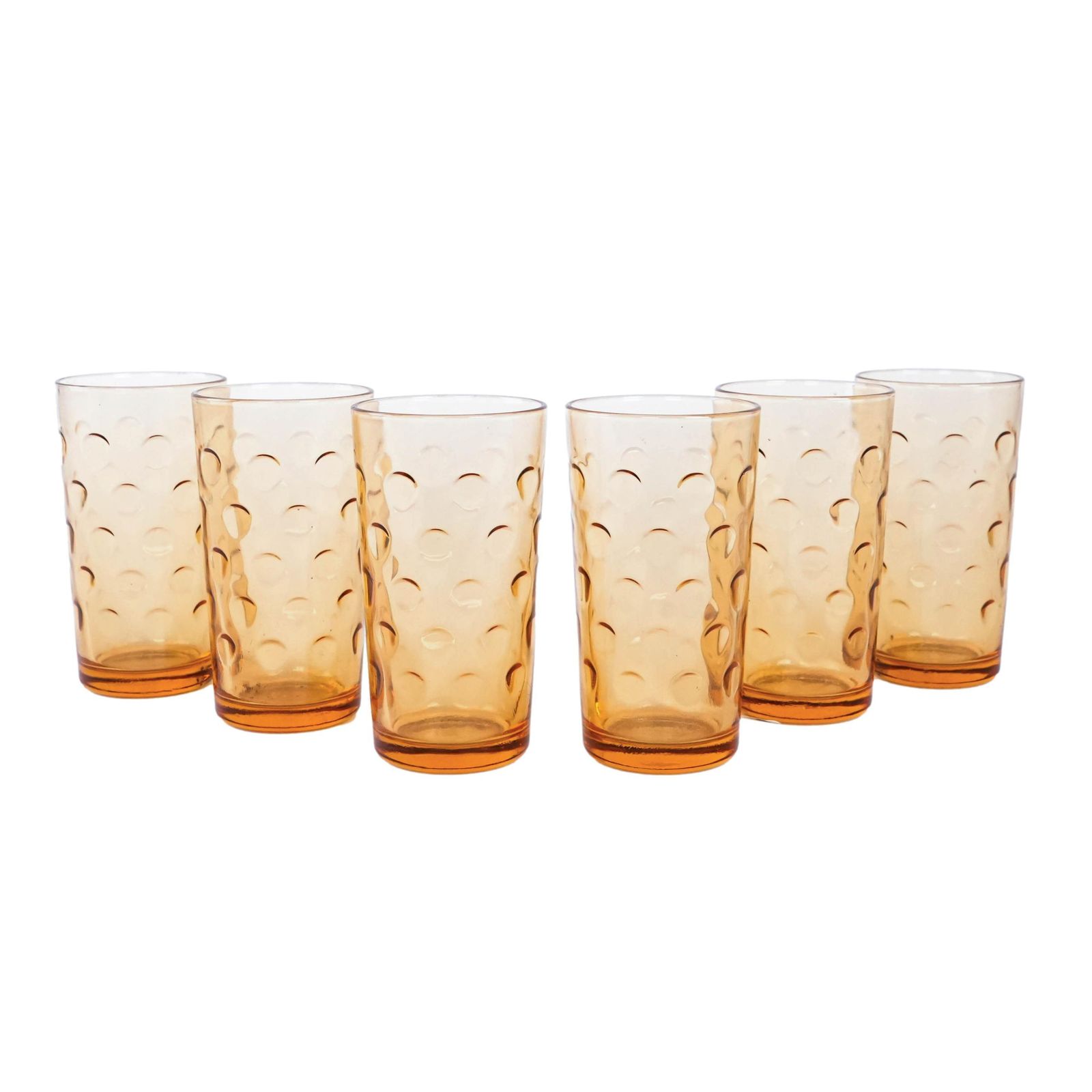 Set Of Amber Glasses, Italian Design, 1970s, Manufactured In Italy