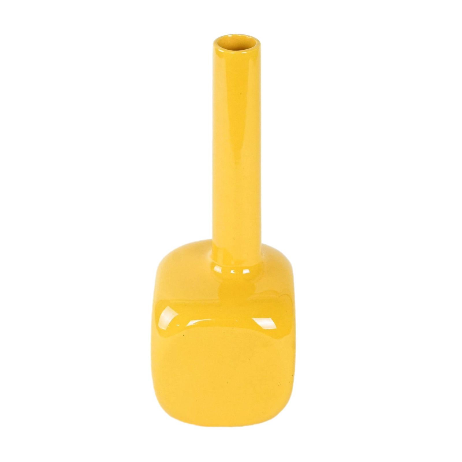 Yellow Ceramic Vase, Italian Design, 1970s, Made In Italy