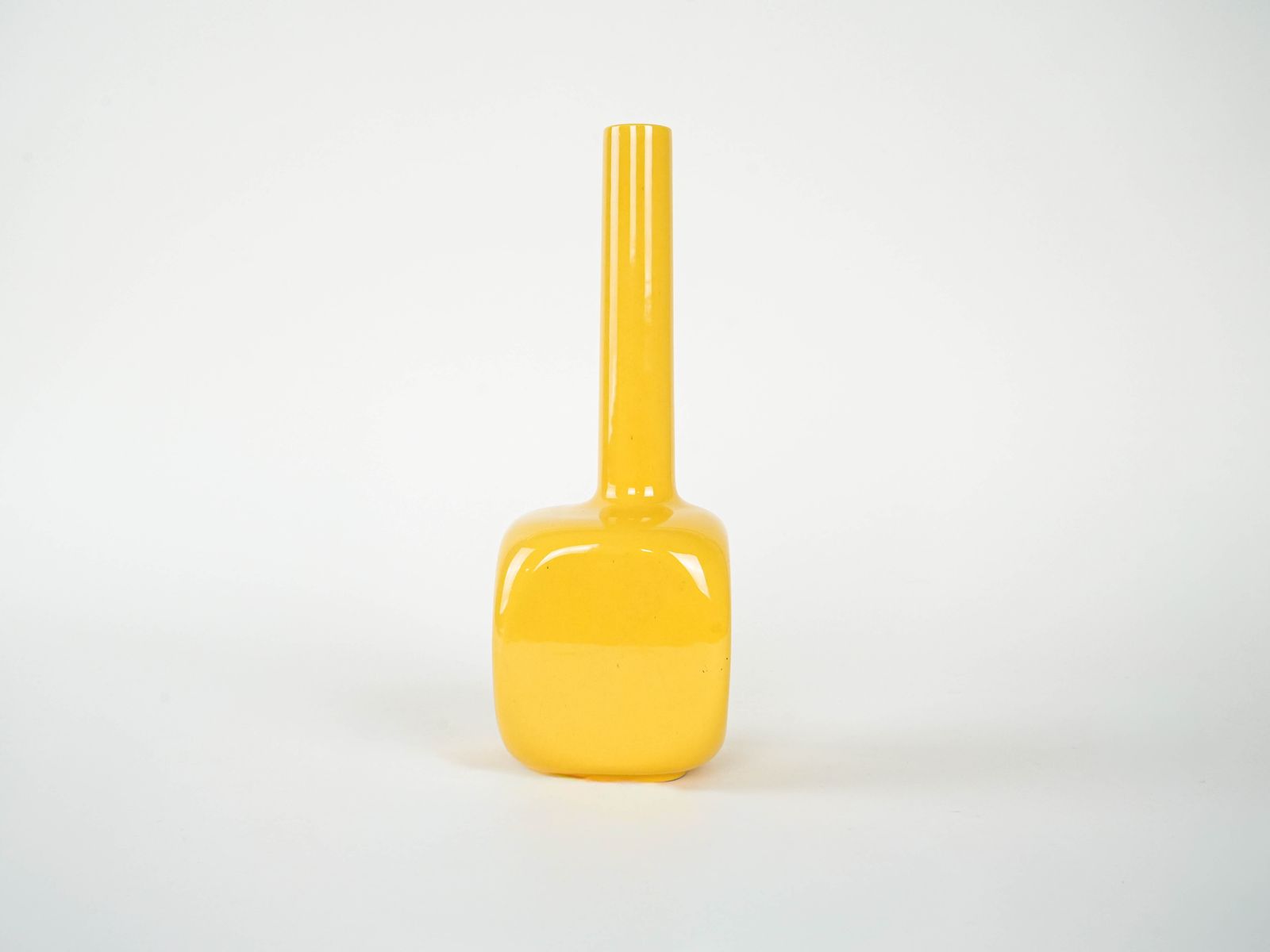 Yellow Ceramic Vase, Italian Design, 1970s, Made In Italy photo for sale