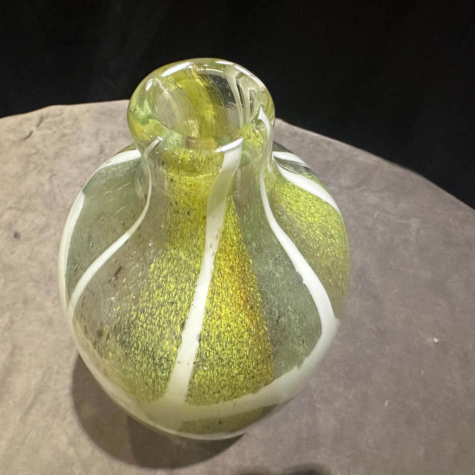 1980s Nason Style Modern Green And White Murano Glass Bottle Vase photo buy