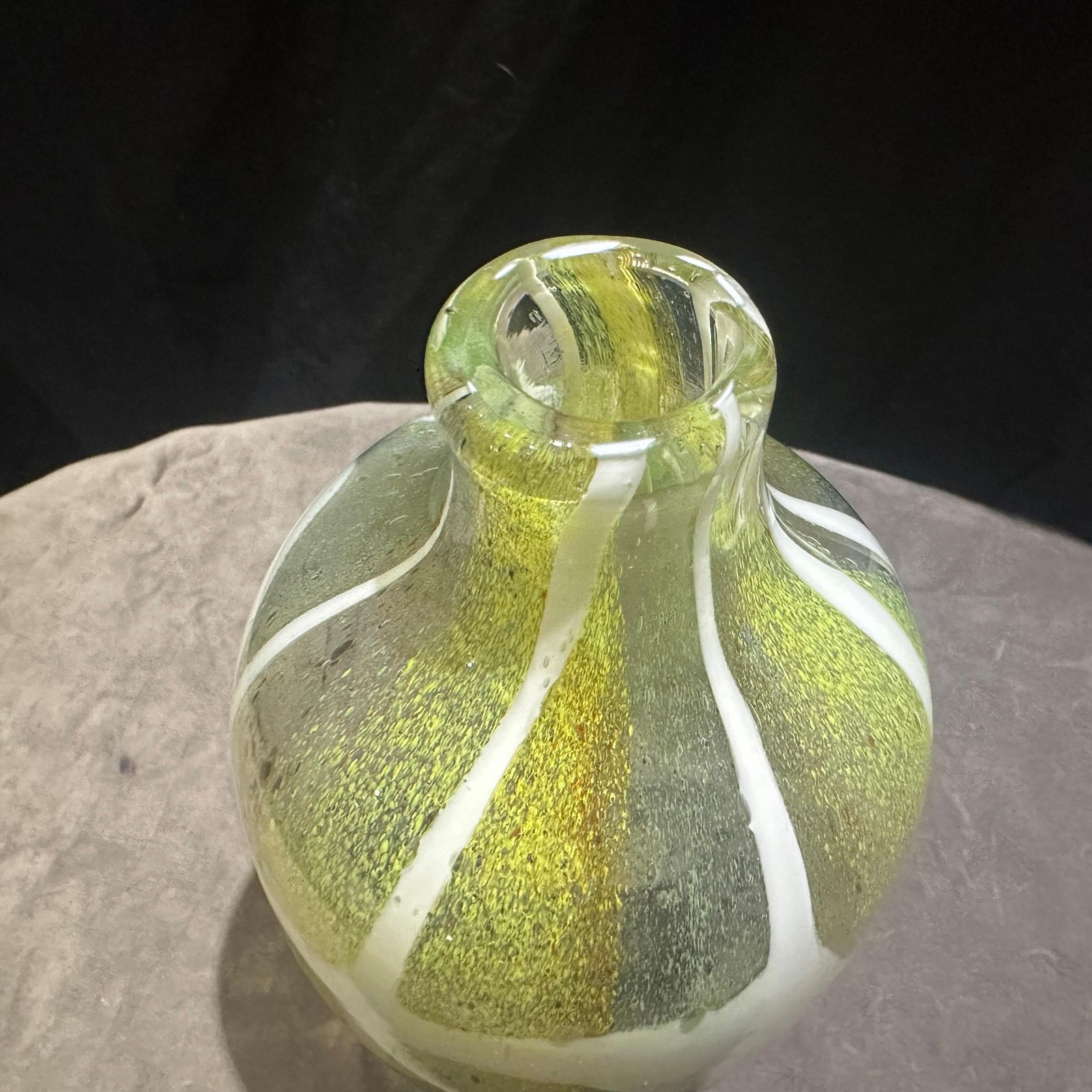 photo for sale 1980s Nason Style Modern Green And White Murano Glass Bottle Vase