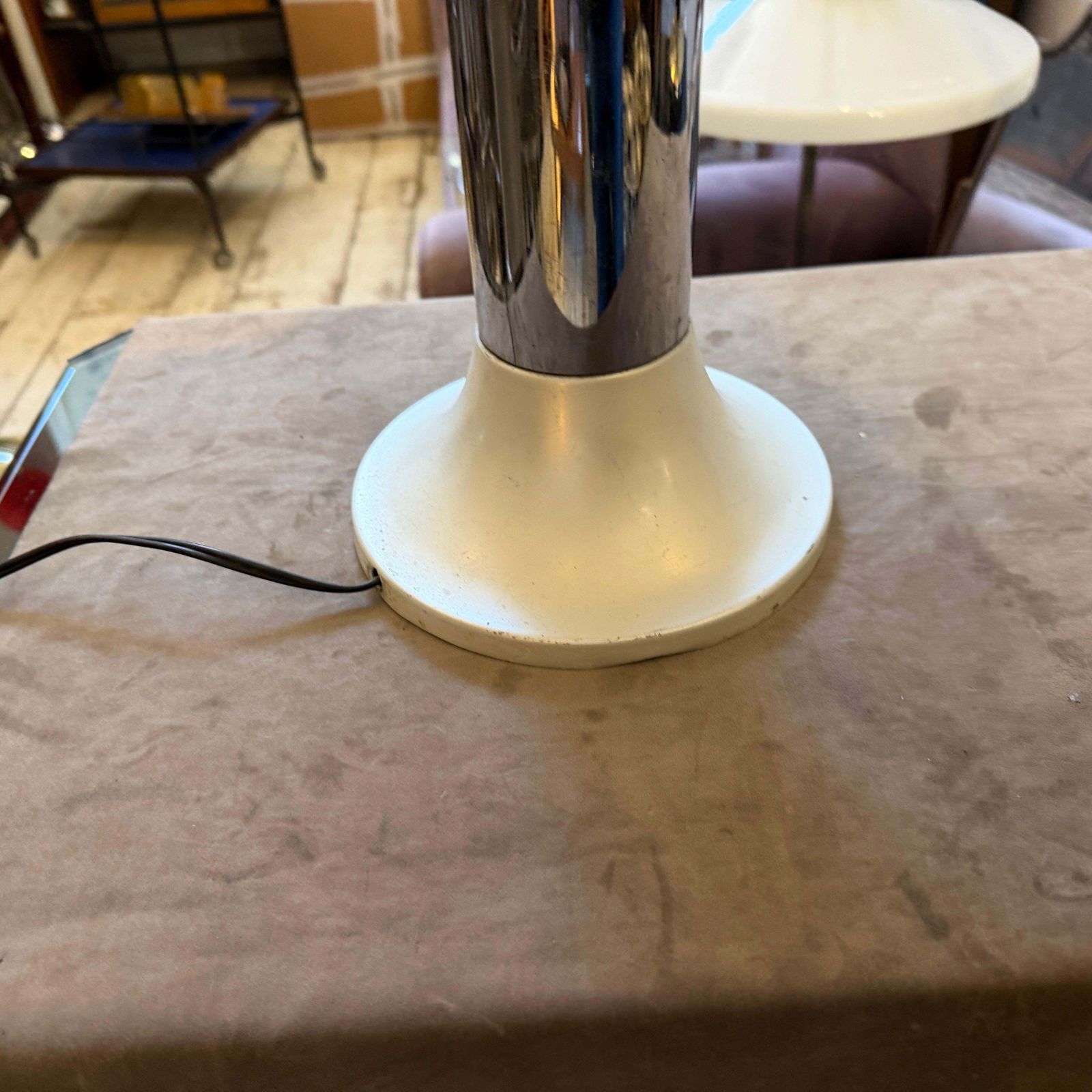 1960s Space Age Steel And Glass Italian Mushroom Table Lamp photo vintage