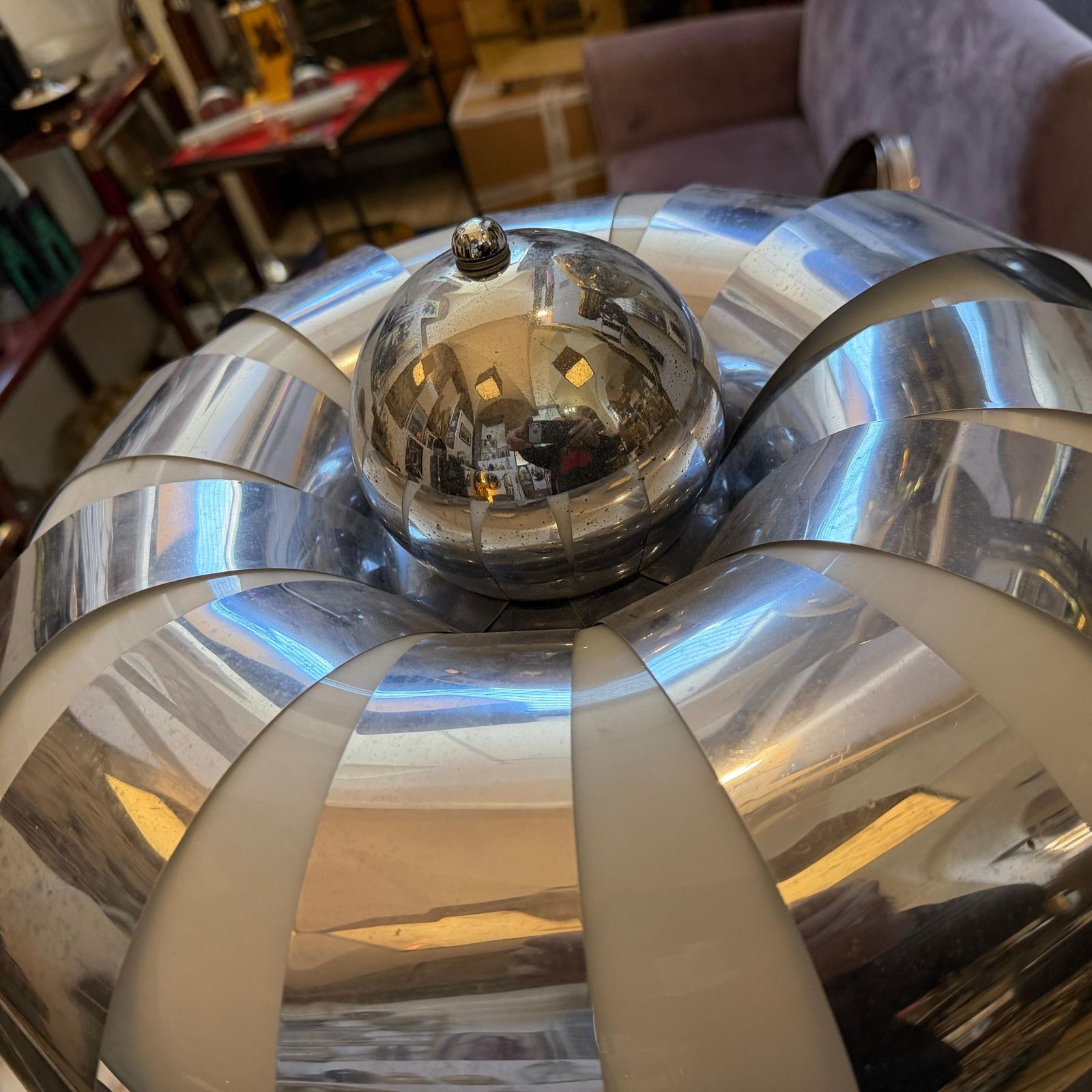 photo buy 1960s Space Age Steel And Glass Italian Mushroom Table Lamp