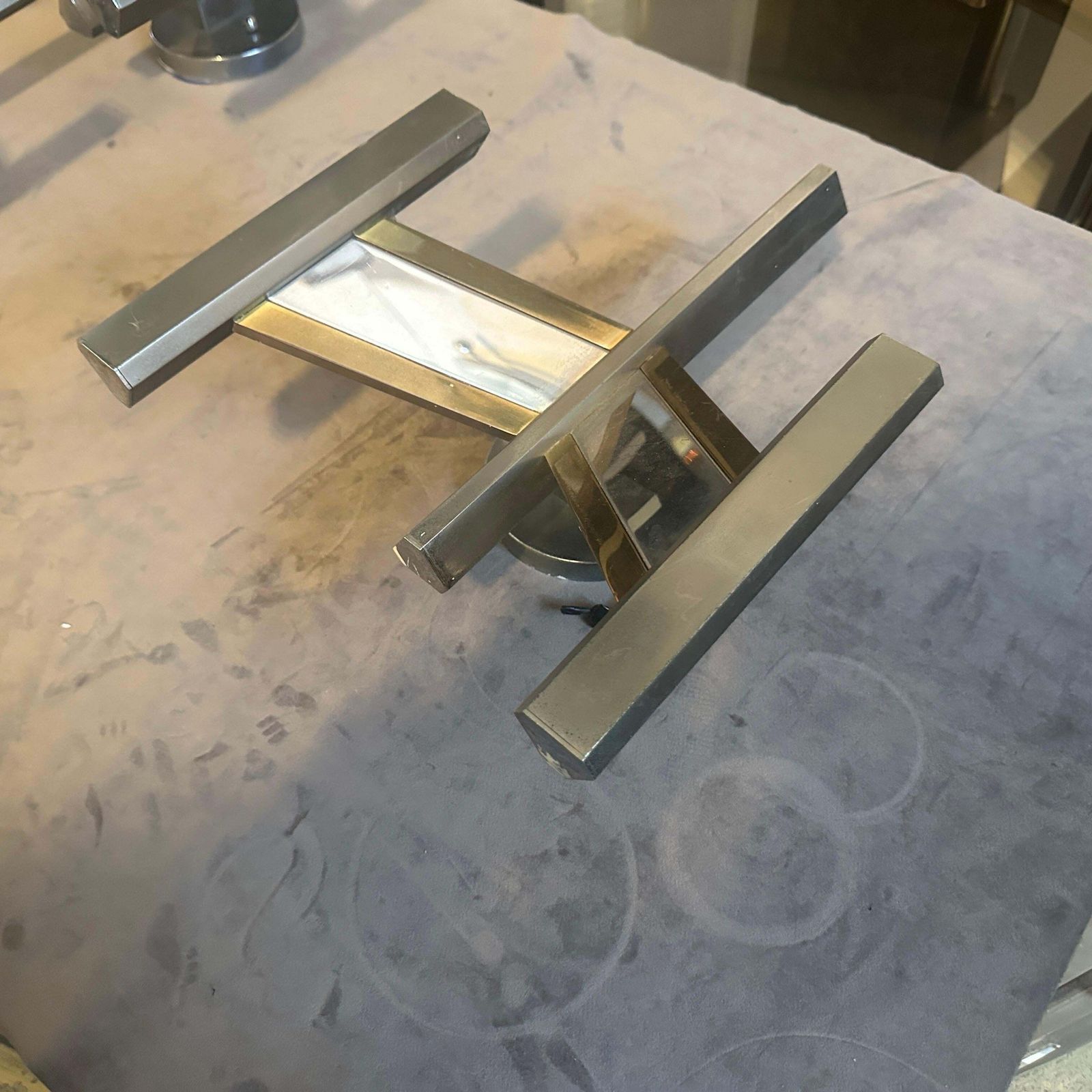 1960s Mid Century Modern Brass And Steel Italian Wall Sconce By Gaetano Sciolari photo Lighting