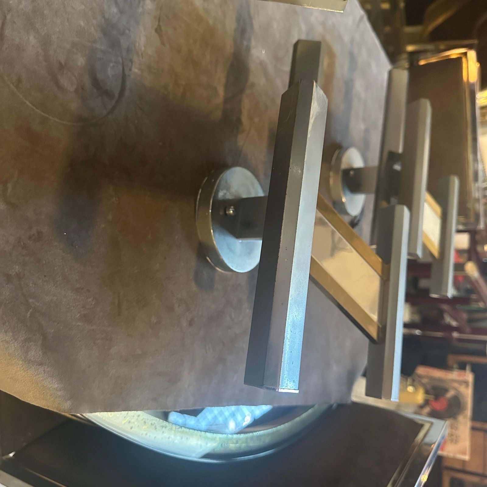 photo furniture 1960s Mid Century Modern Brass And Steel Italian Wall Sconce By Gaetano Sciolari