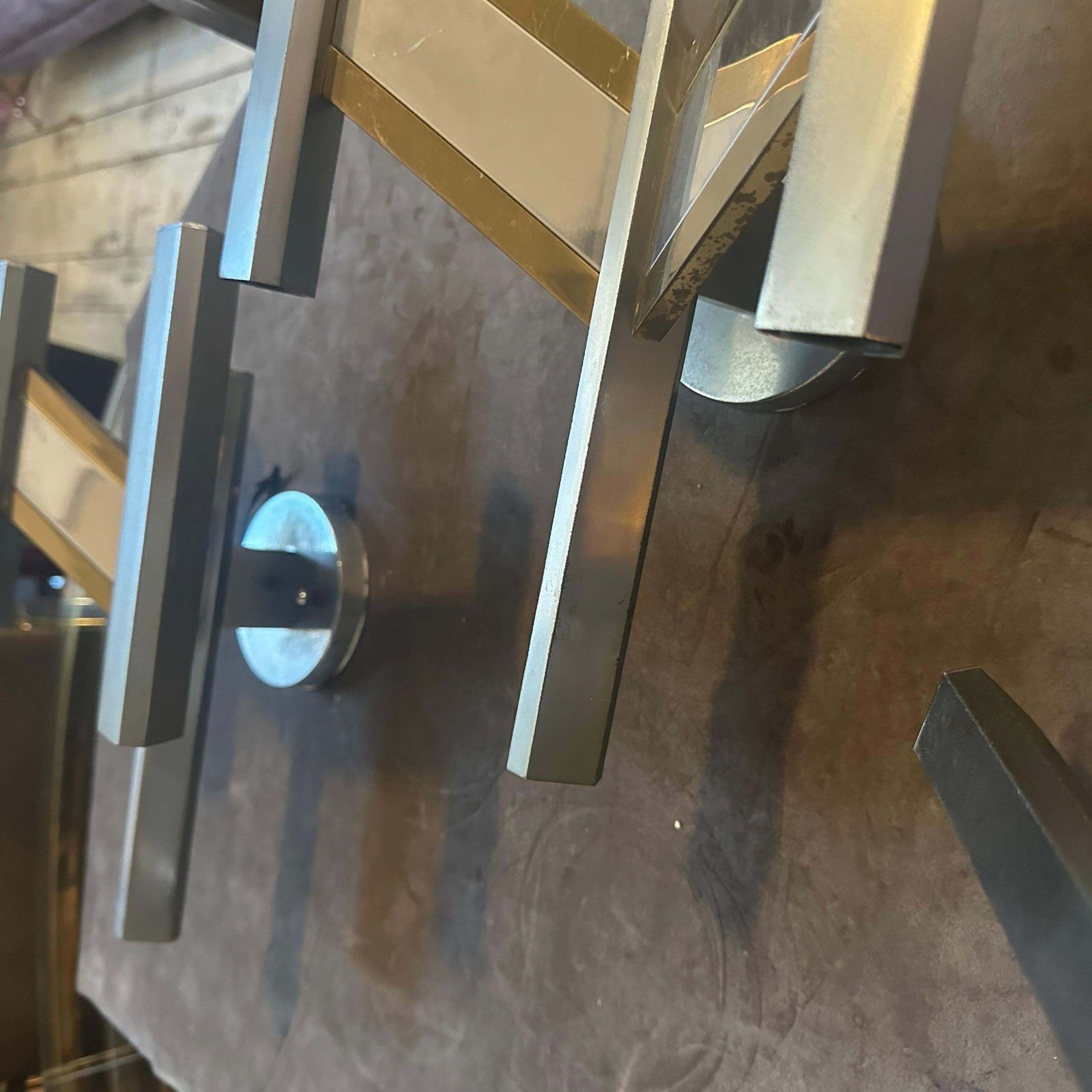 Lighting 1960s Mid Century Modern Brass And Steel Italian Wall Sconce By Gaetano Sciolari photo