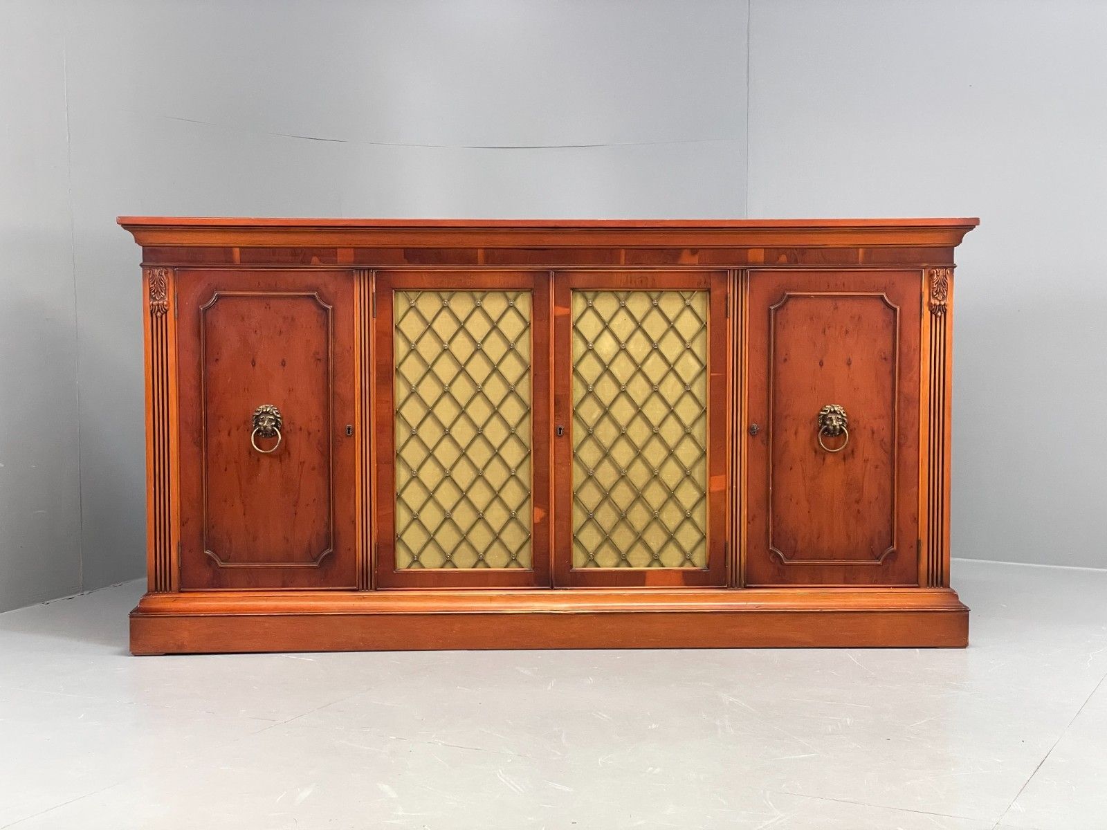 Vintage Regency Style Sideboard 1960s Cherry Wood Shelving Brass Eb11505 Mwoo