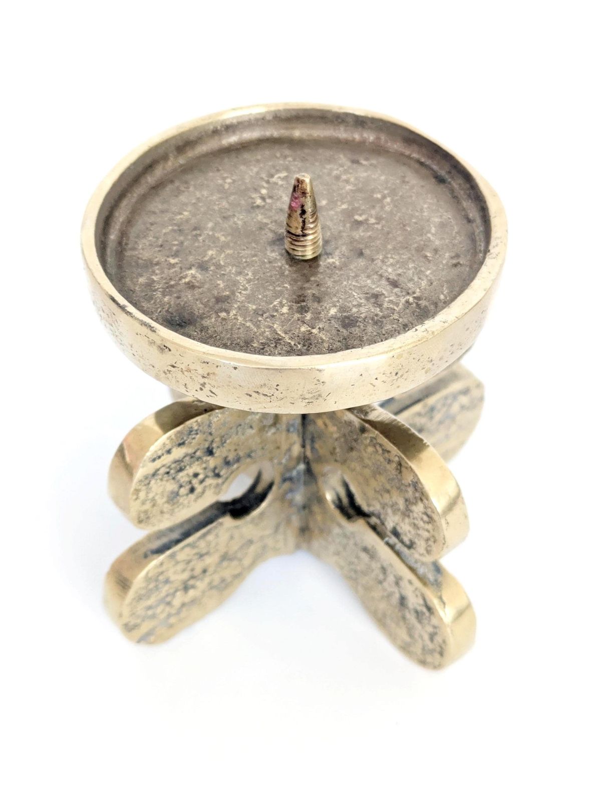 Midcentury Gallo Brass Pillar Candle Holder, Brutalist Design By Giuseppe Gallo, Italy 1960s photo vintage