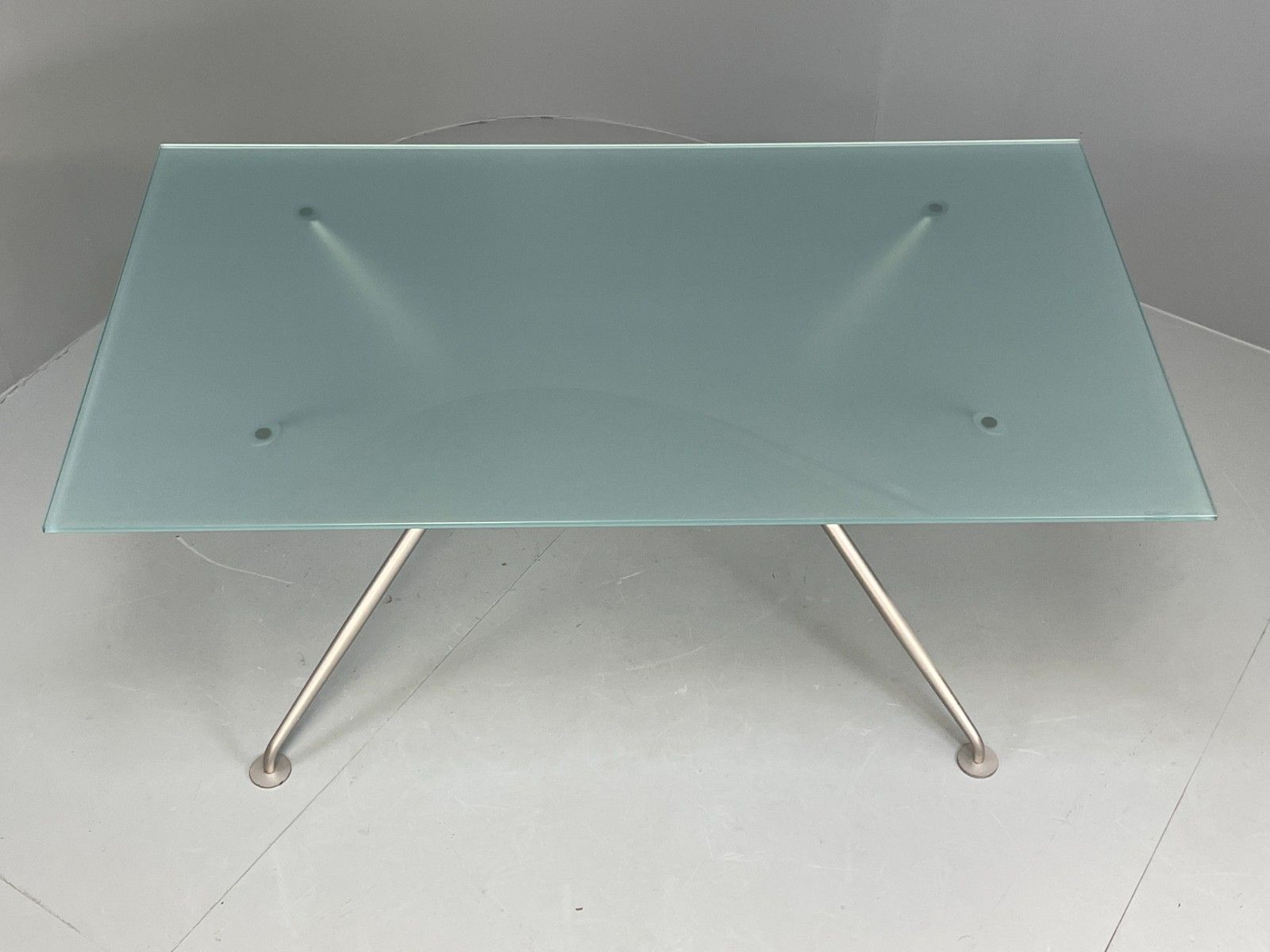 Italian Glass Dining Table Calligaris 'Play' Modern Steel Frame Eb11542 Mwoo photo Furniture