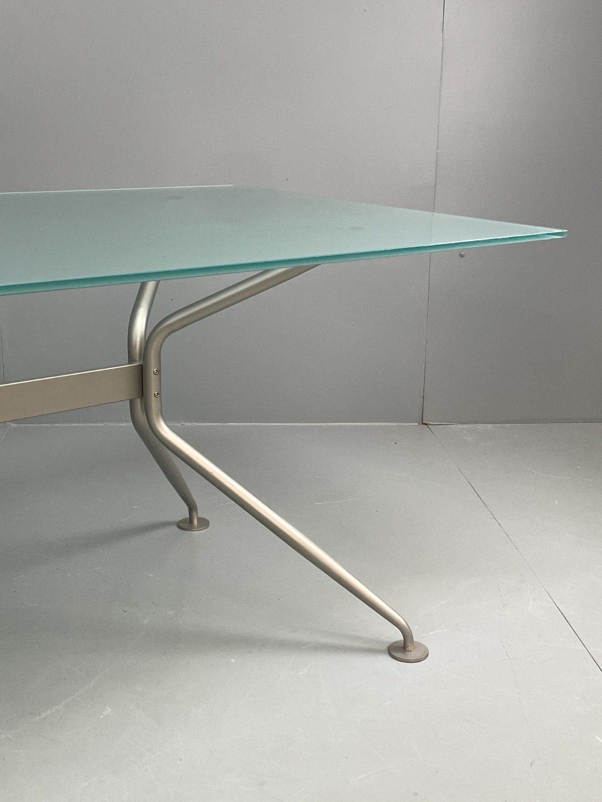 Italian Glass Dining Table Calligaris 'Play' Modern Steel Frame Eb11542 Mwoo photo 500.0