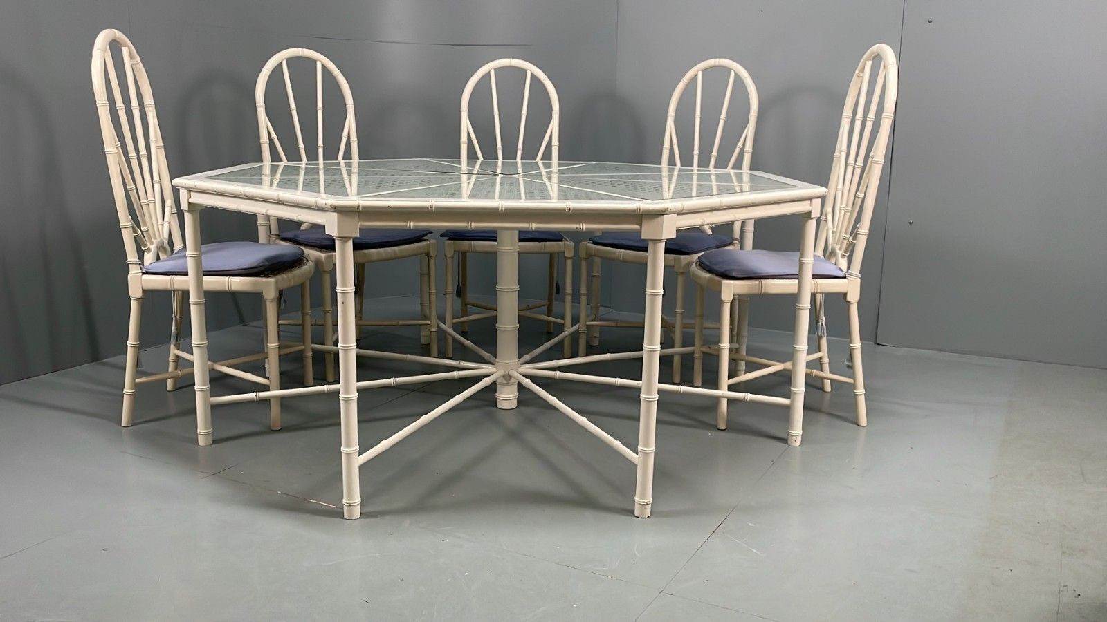 White Bamboo Dining Table & 8 Chairs Harrods 1950s Plantation Style Eb11554 Mwoo photo buy