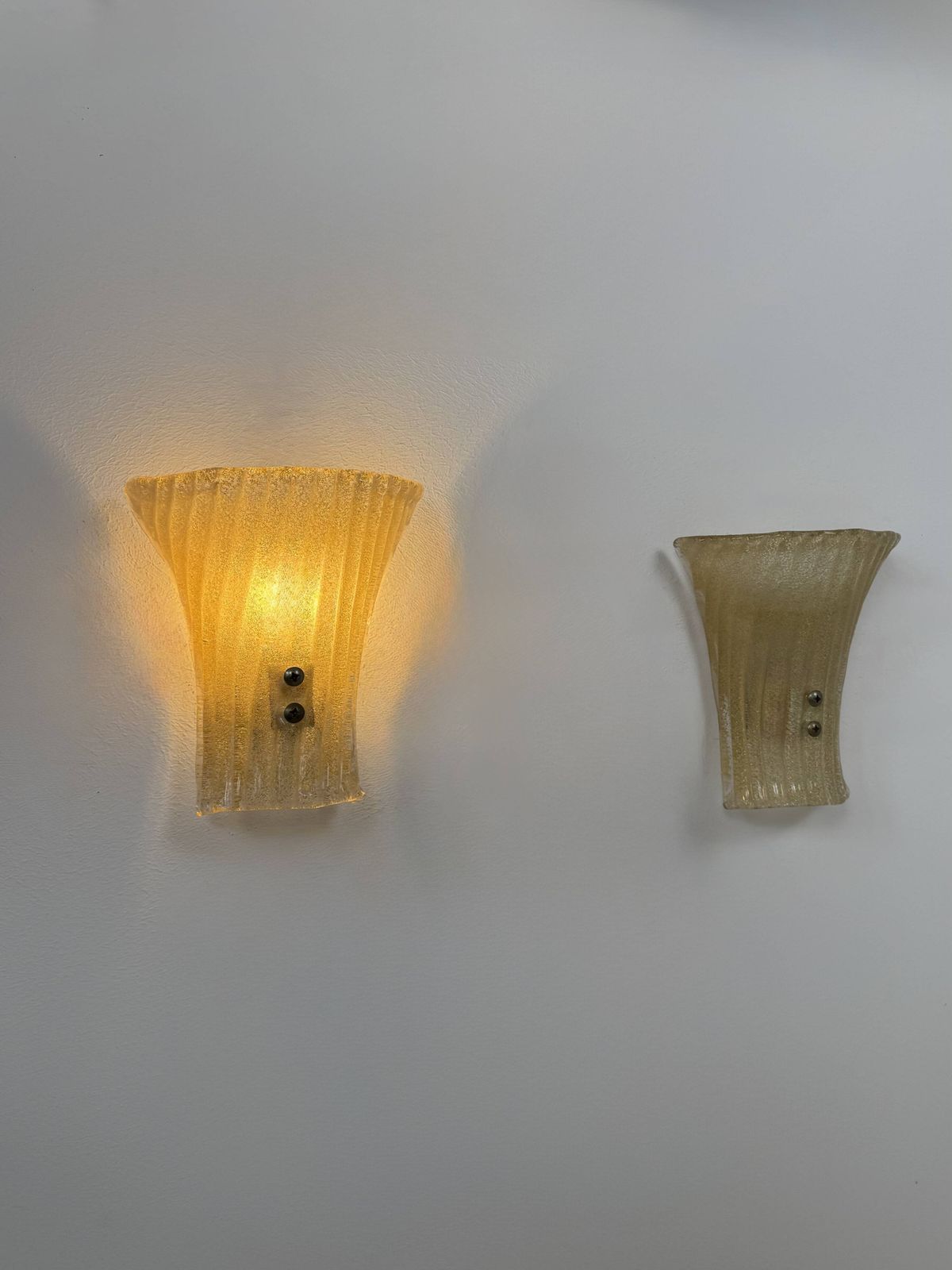 Page 1 Of 10 Pair Of Vintage Wall Sconces In Pressed Molded Murano Glass, Italy, 1980 photo 524.0