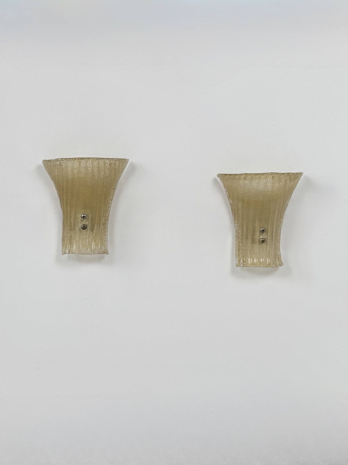 Page 1 Of 10 Pair Of Vintage Wall Sconces In Pressed Molded Murano Glass, Italy, 1980 photo buy
