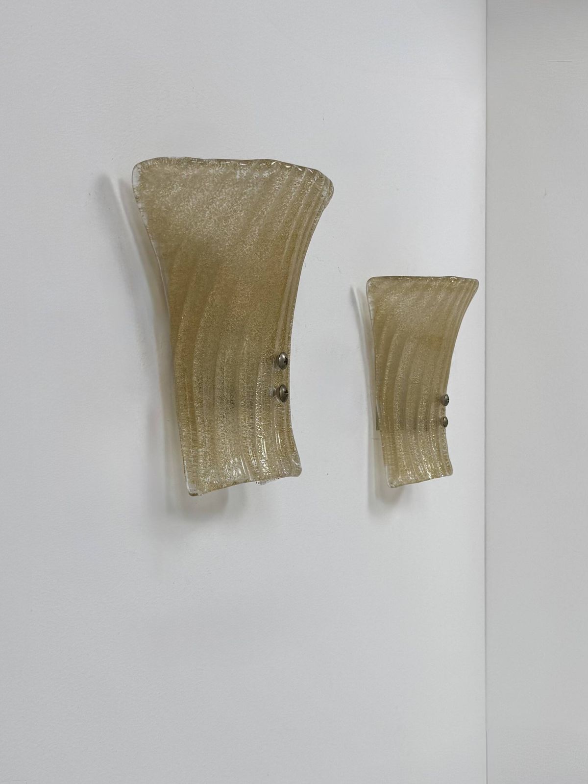 Page 1 Of 10 Pair Of Vintage Wall Sconces In Pressed Molded Murano Glass, Italy, 1980 photo vintage