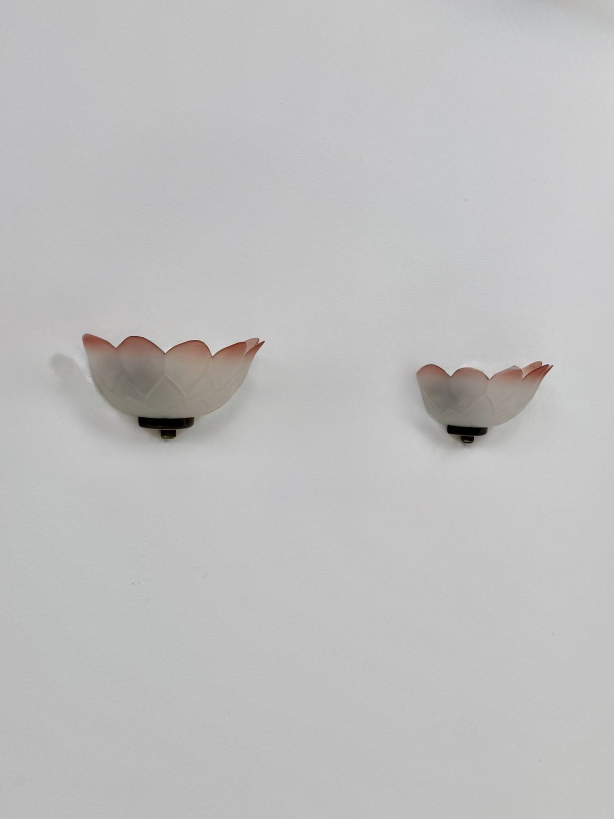 Pair Of Vintage Flower Wall Sconces Glass France 1970 photo vintage