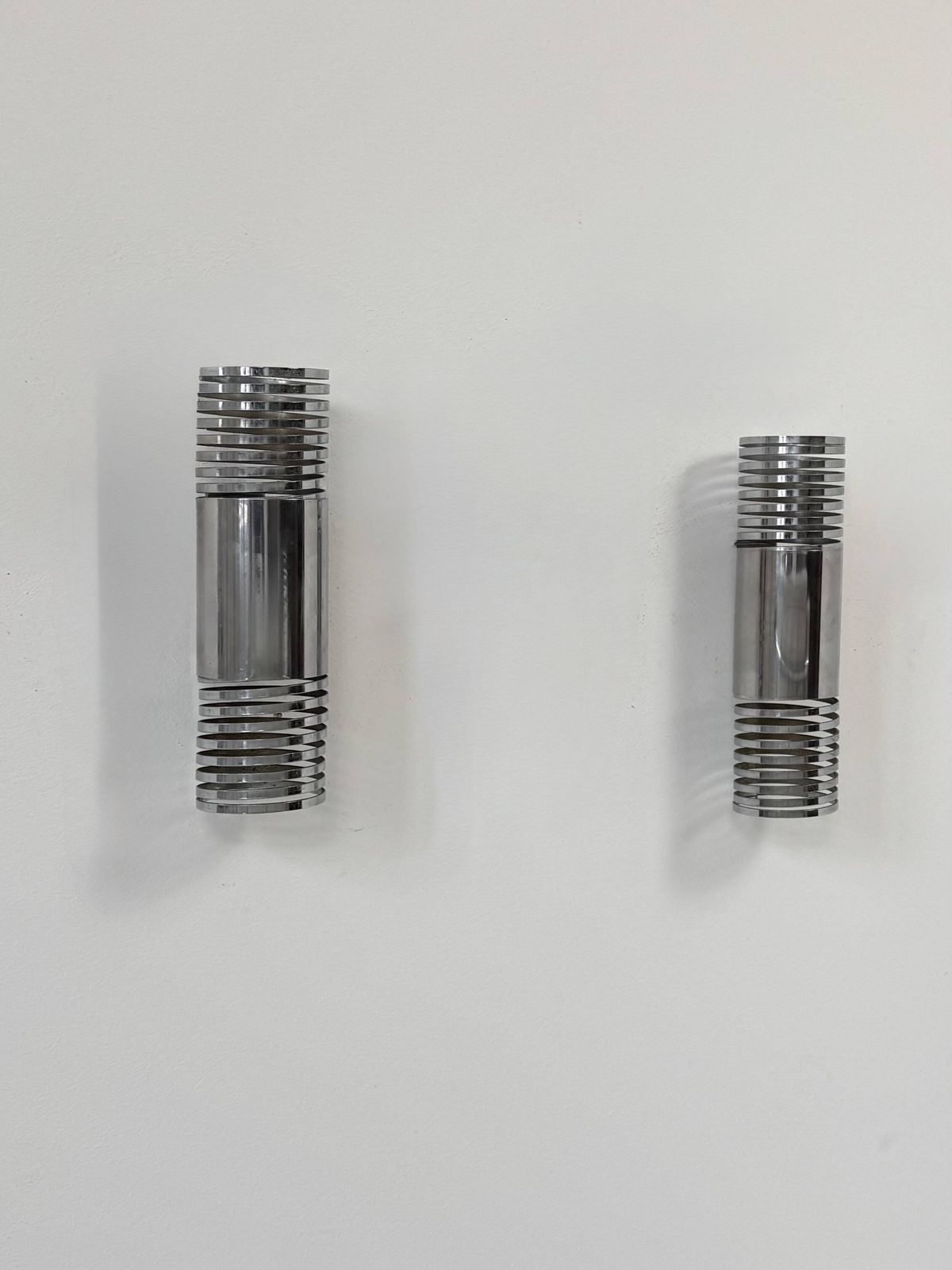 photo furniture Pair Of Vintage Chrome Metal Wall Lights, France, 1970.