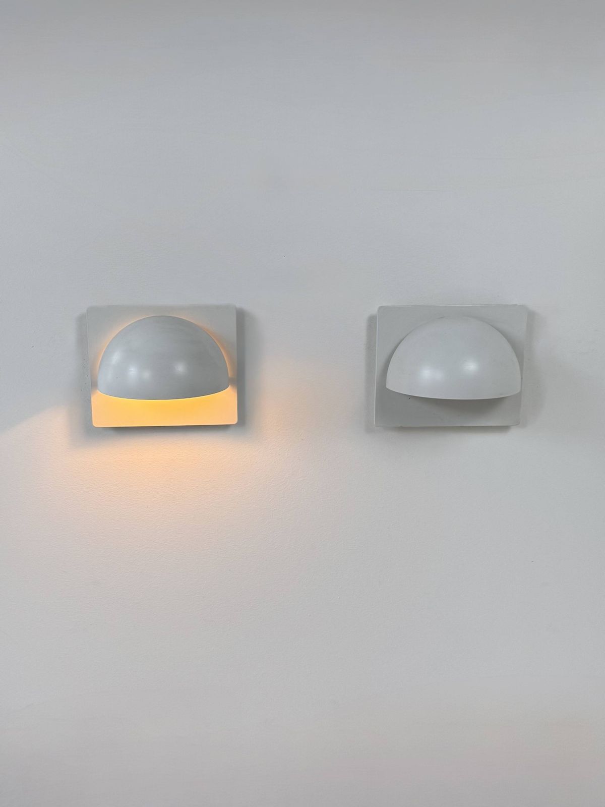 Pair Of Vintage Louis Poulsen Wall Lights, Matte White Lacquered Metal, Sweden, 1980. photo vintage
