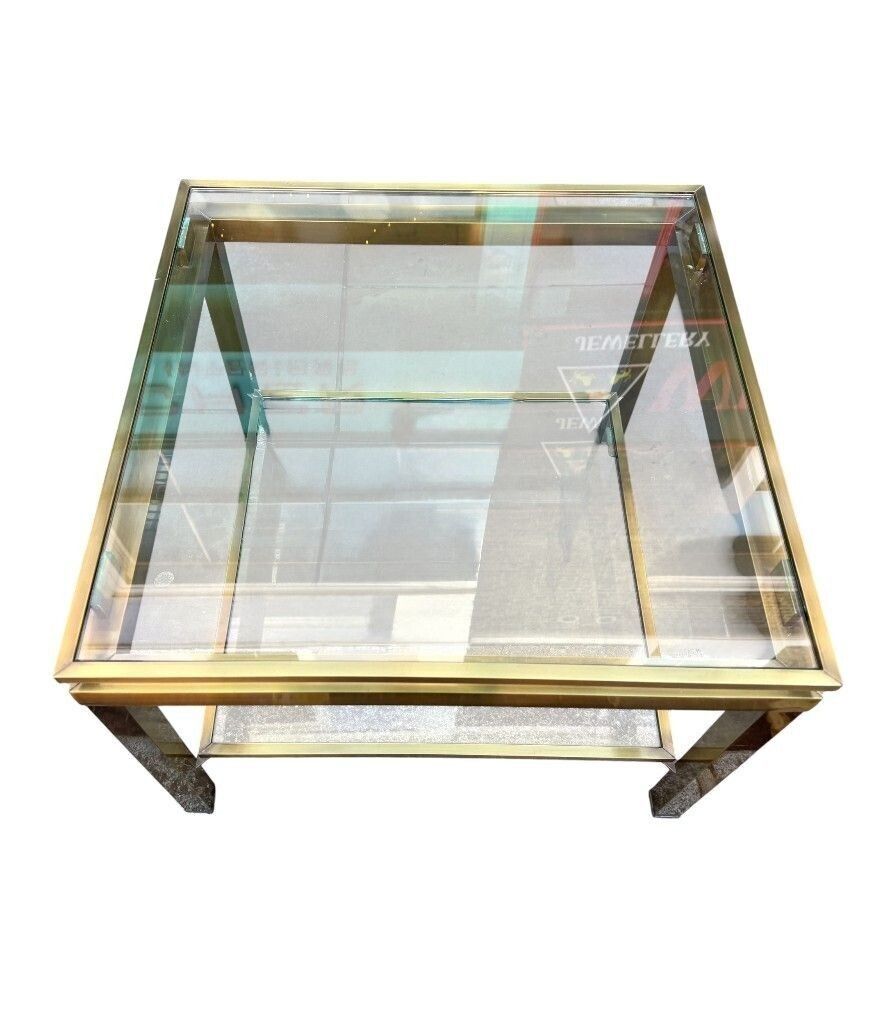 photo for sale A Pair Of 1970s French Gilt Metal Guy Lefevre Style Side Tables
