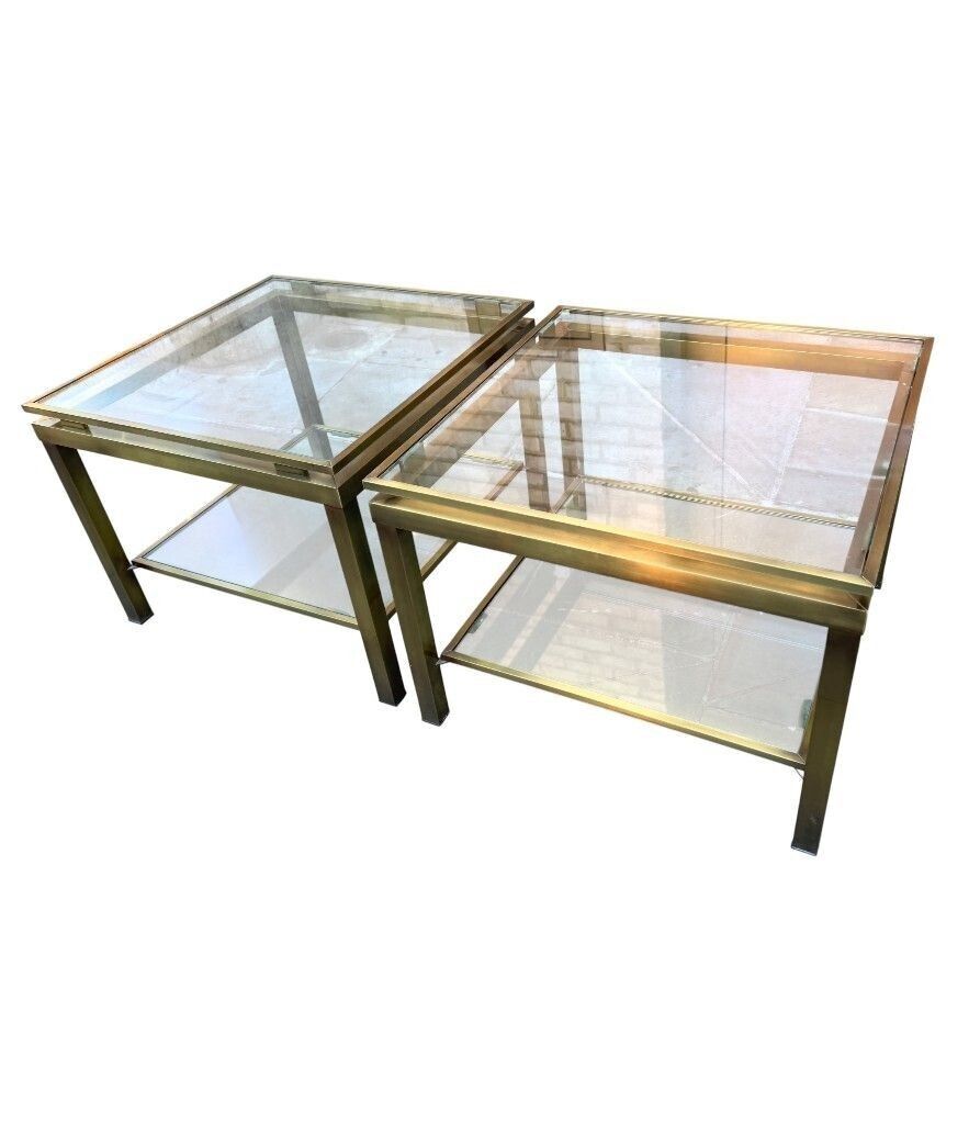 photo vinterior A Pair Of 1970s French Gilt Metal Guy Lefevre Style Side Tables