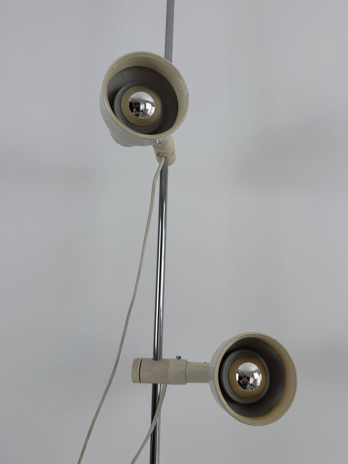 Lighting Vintage Adjustable Floor Lamp Chrome And Beige Pressed Abs, France 1970 photo