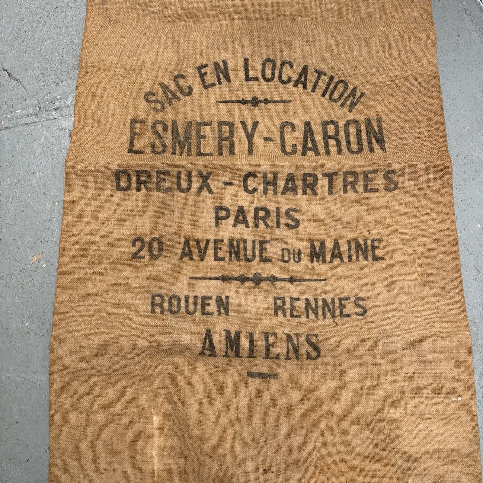 Vintage French Hessian Burlap Jute Grain Sack Original Antique Flour Bag photo furniture