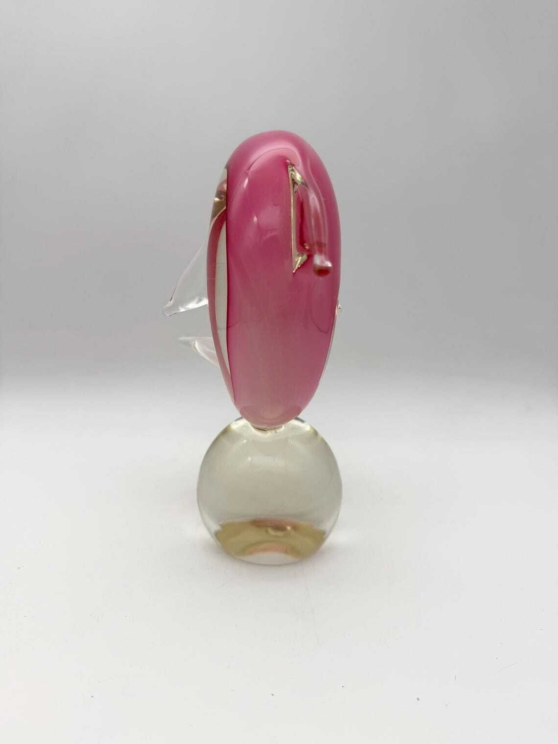 photo for sale Murano Glass Pink Dolphin Ornament, Pink Glass Dolphin