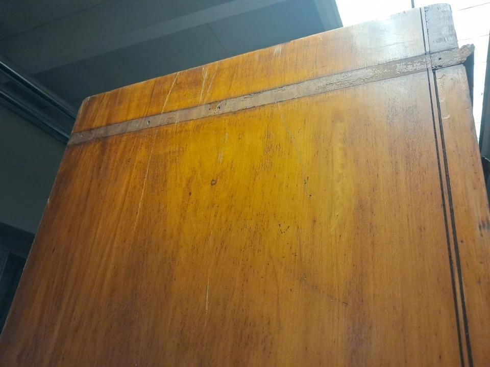 Antique Art Nouveau Satinwood Mirrored Wardrobe With Panels & Glass Windows photo buy