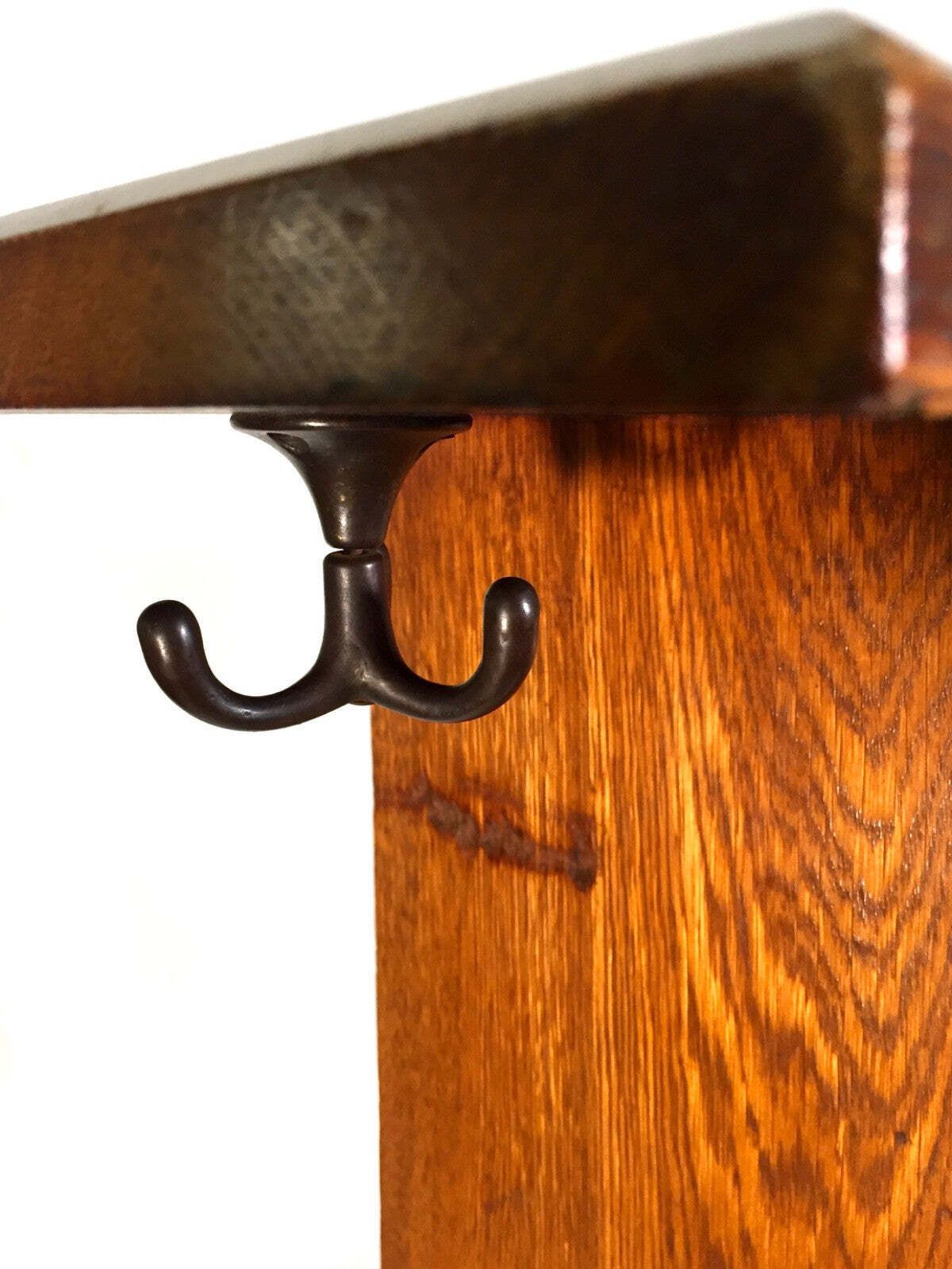 Antique Arts & Crafts Oak Wooden Entrance Hall Coat Stand / Umbrella Rack C.1900 photo Home Decor