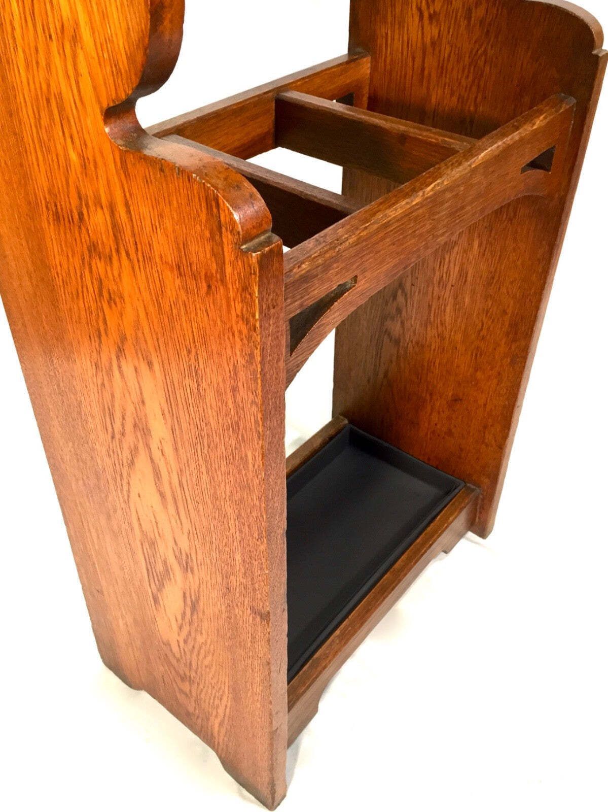 Antique Arts & Crafts Oak Wooden Entrance Hall Coat Stand / Umbrella Rack C.1900 photo buy