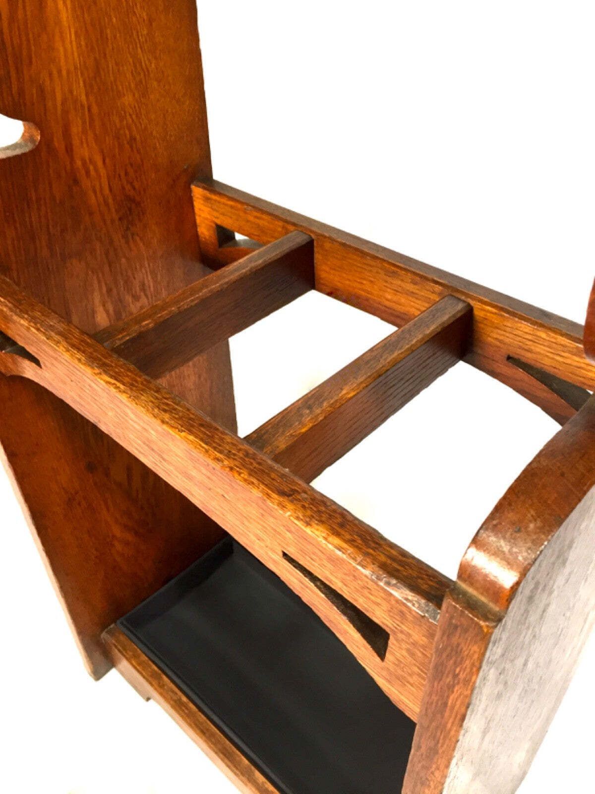photo vinterior Antique Arts & Crafts Oak Wooden Entrance Hall Coat Stand / Umbrella Rack C.1900