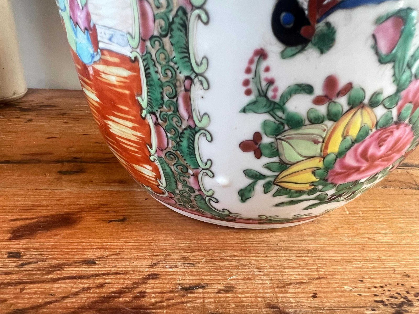 Antique Chinese Rose Medallion Ginger Jar 7" / 18cm – Hand Painted Famille Rose Porcelain – Oriental Chinoiserie Decor   Mid 19th Century photo vinterior