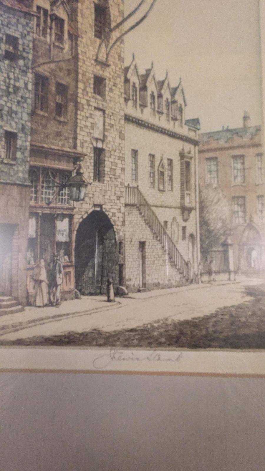 Pair Of Signed Artist’s Proof Colour Etchings By John Lewis Stant (1905 1965) Edinburgh Scenes photo vintage
