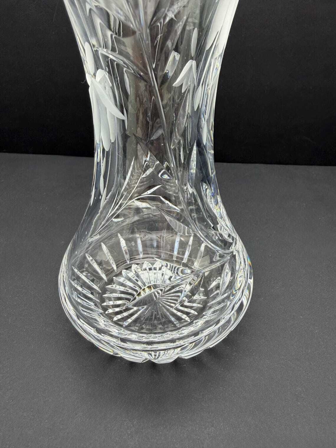 Vintage Royal Stuart Crystal Cascade Fuchsia Etched Vase photo Home Decor