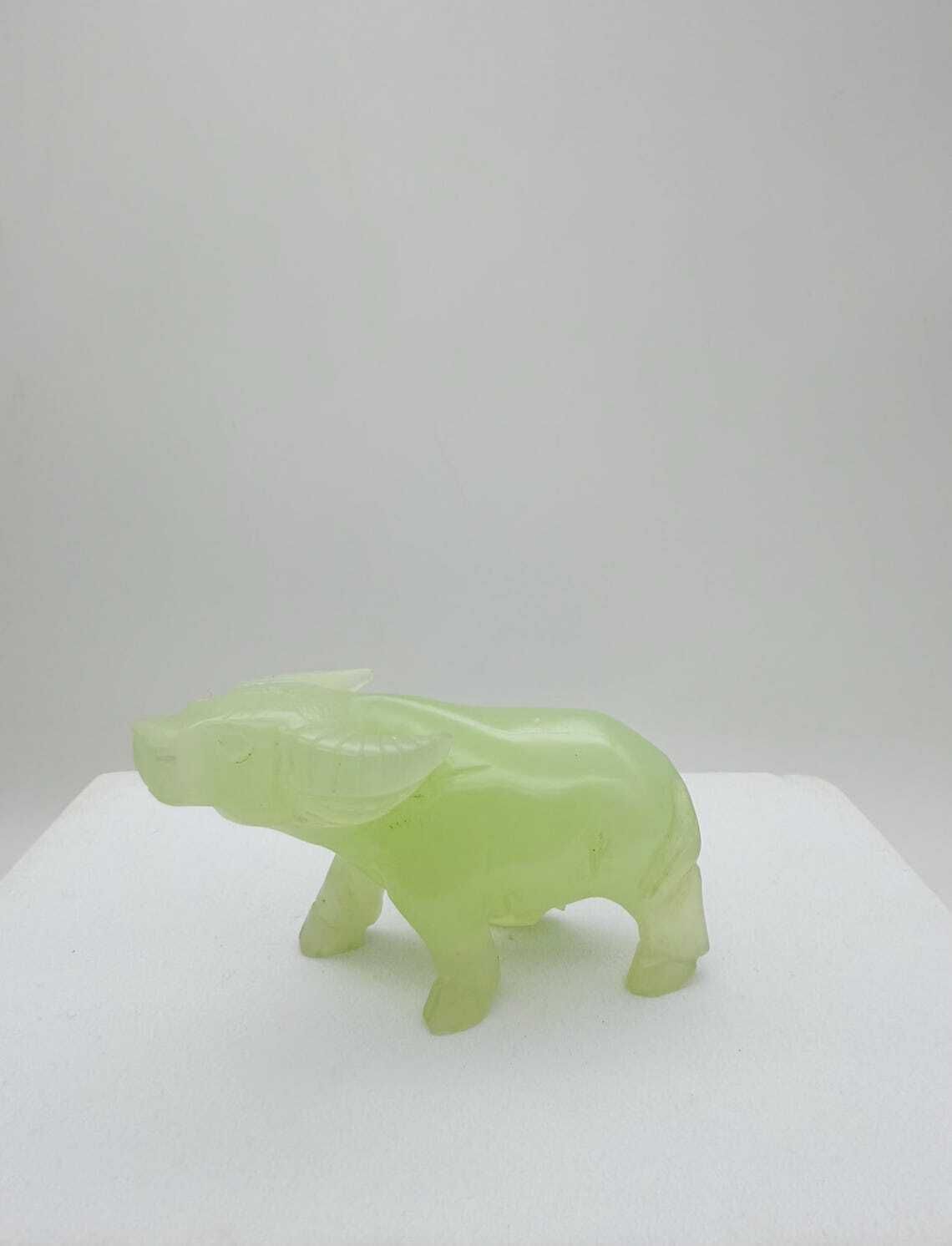 Vintage Hand Carved Chinese Jade Buffalo Figurine, Small Jade Buffalo Ornament photo buy