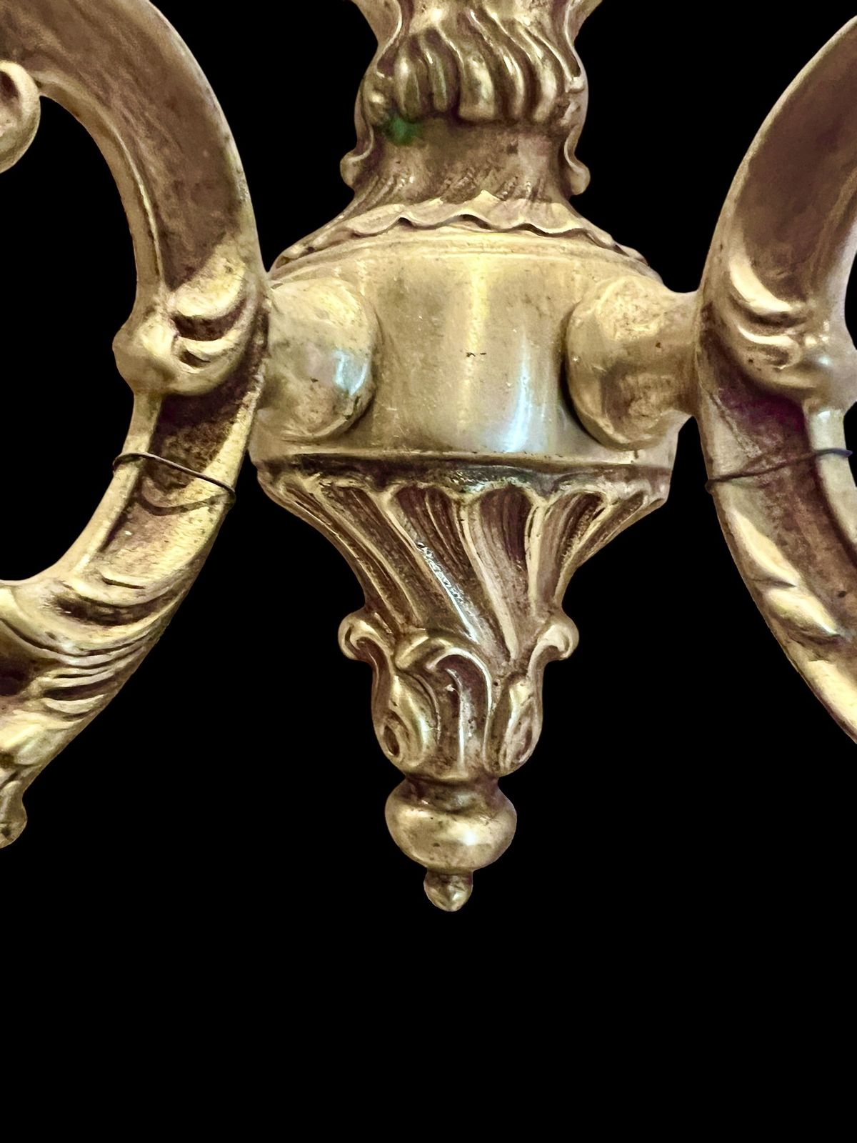 A Pair Of Two Light French Gilt Brass And Crystal Antique Wall Lights photo vintage