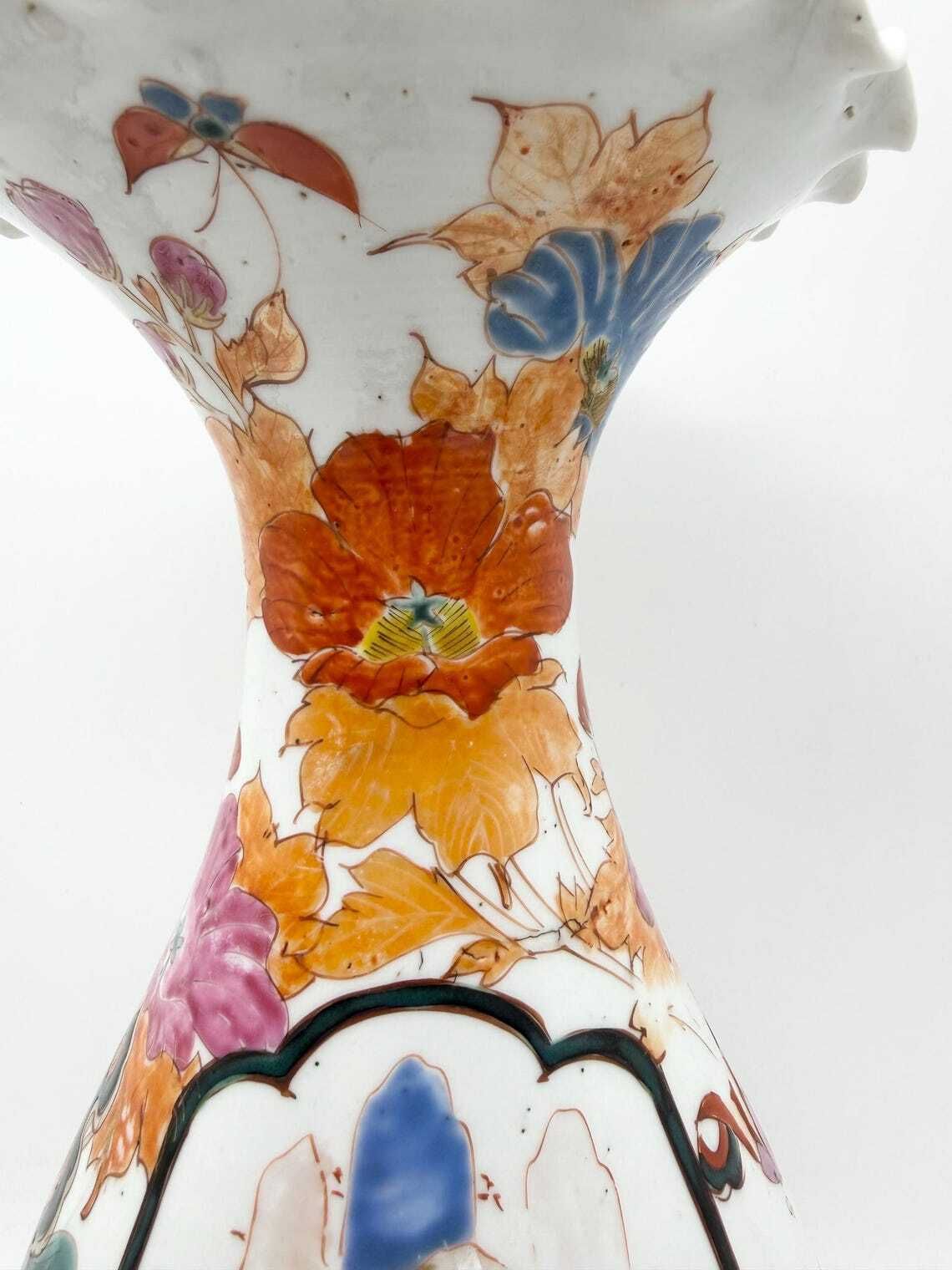 Antique Japanese Geisha & Samurai Floral Vase Circa 1900 photo Home Decor