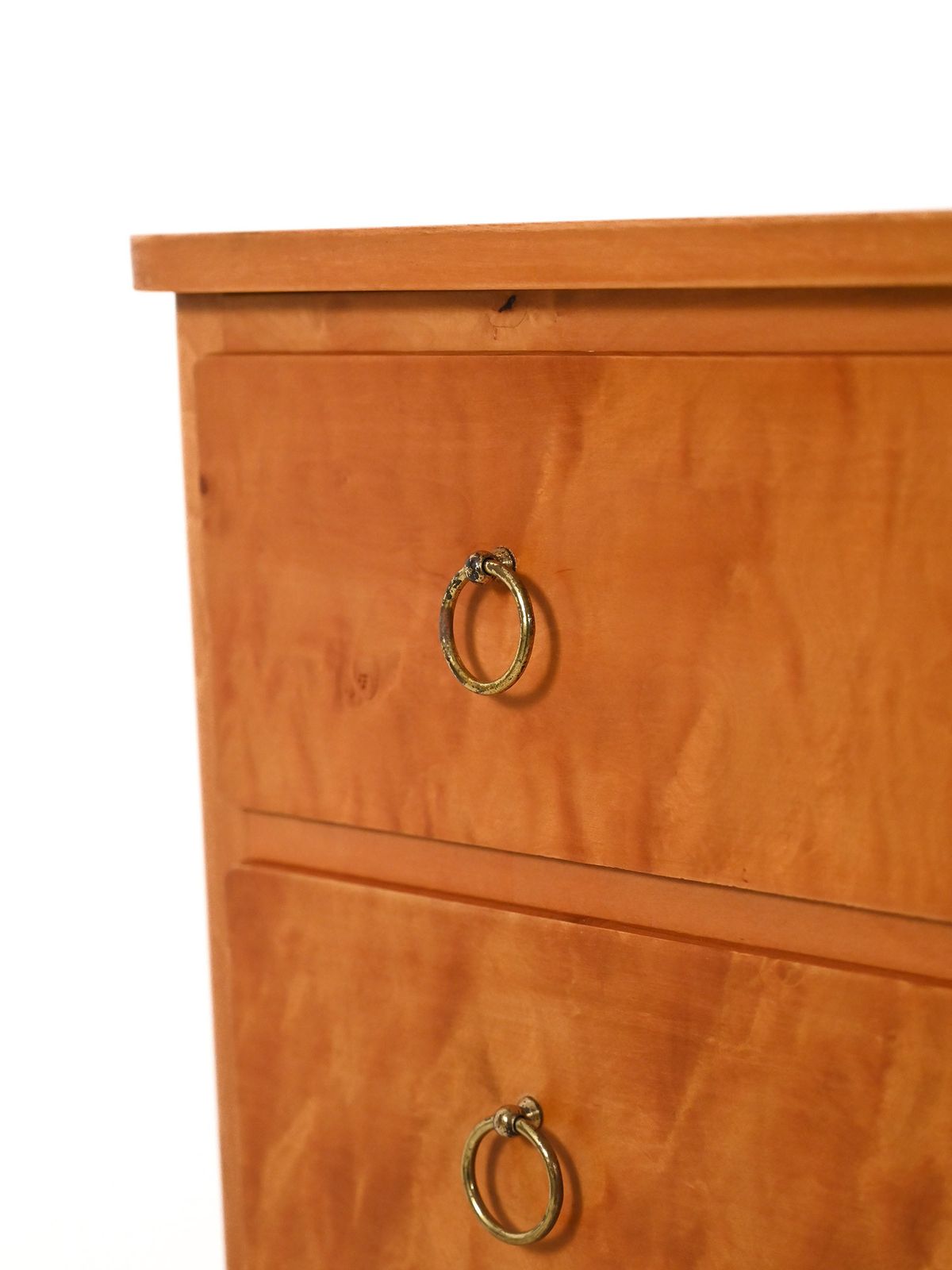 Scandinavian 1950s Birch Chest Of Drawers With Brass Handles photo buy