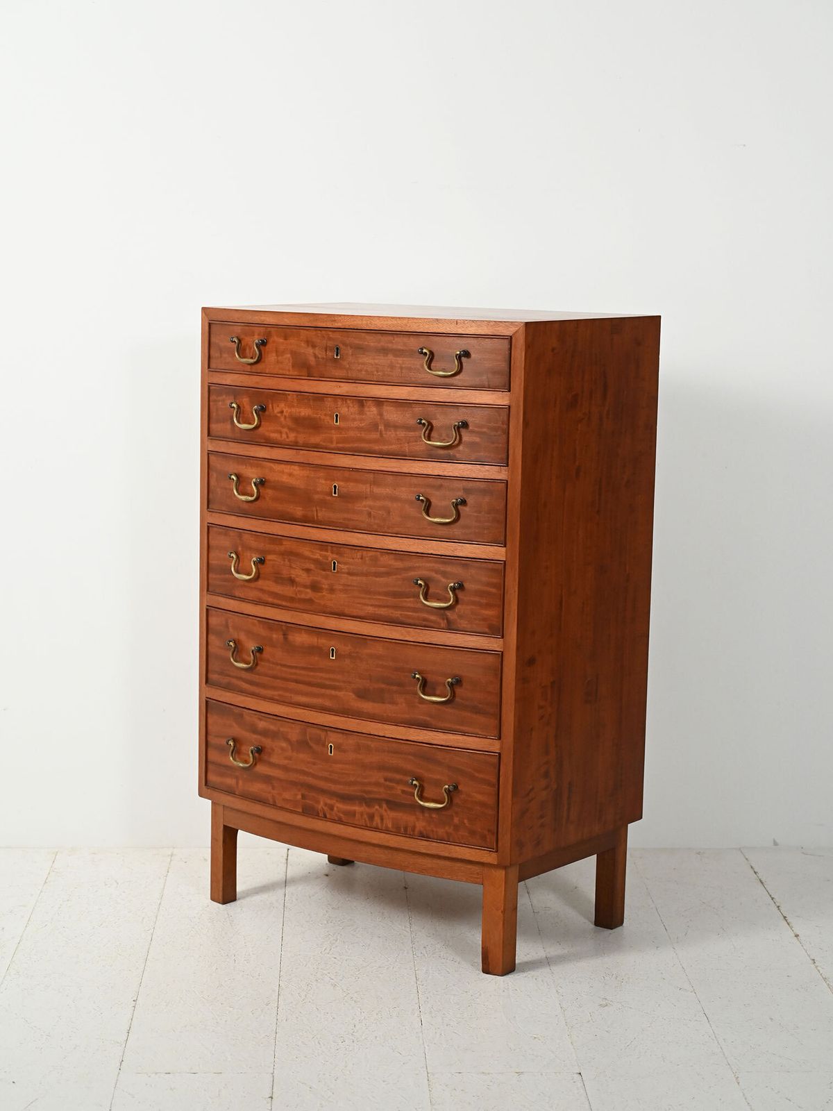 Scandinavian Mahogany Chest Of Drawers With Brass Handles photo for sale