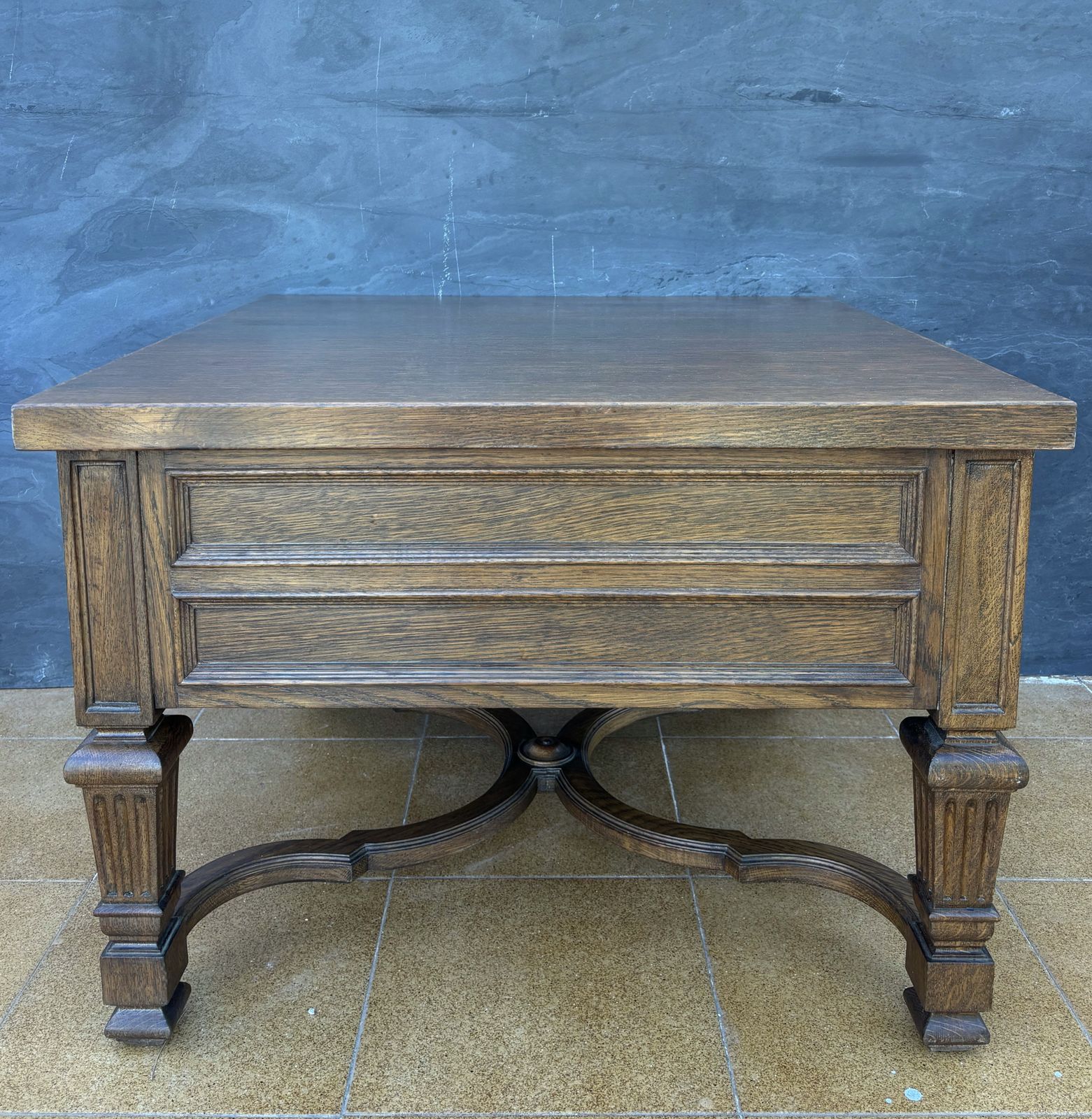 photo vinterior Pair Of Spanish Classical Revival Style Oak Side Tables, Mid 20th Century