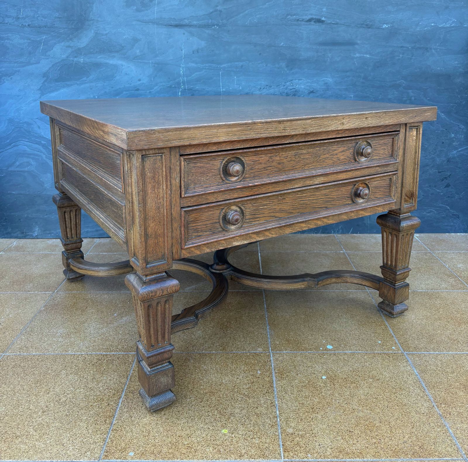 Pair Of Spanish Classical Revival Style Oak Side Tables, Mid 20th Century photo Furniture