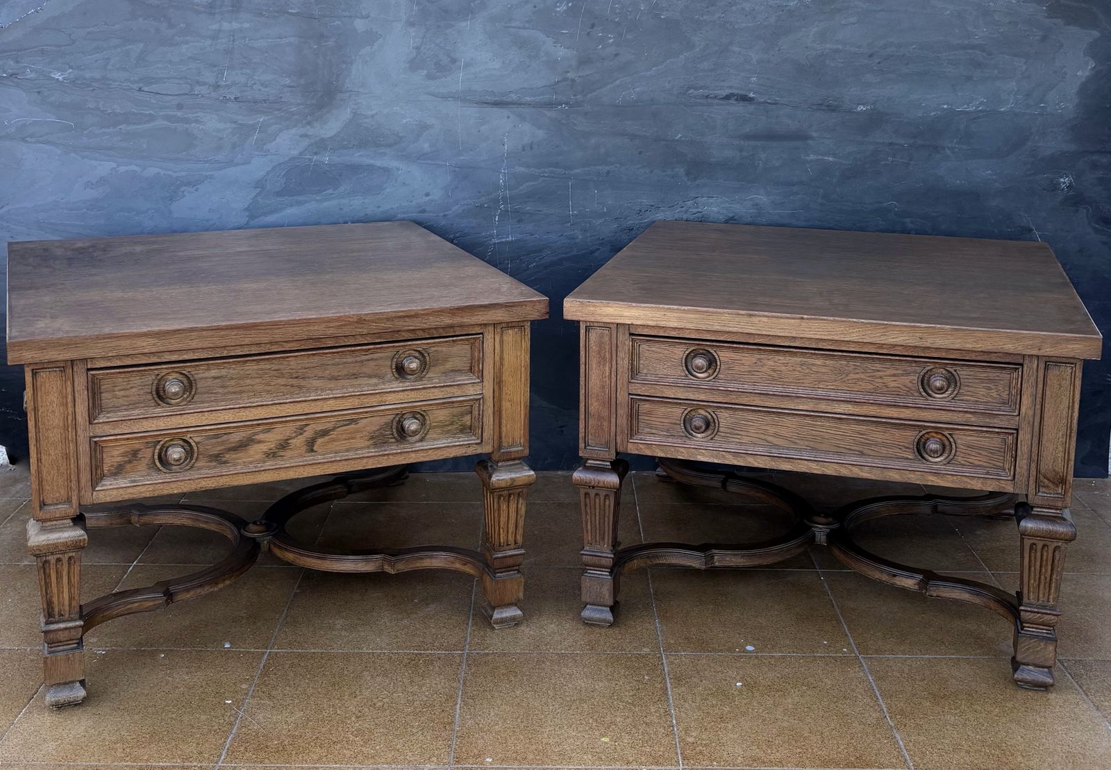 Pair Of Spanish Classical Revival Style Oak Side Tables, Mid 20th Century photo 3490.0