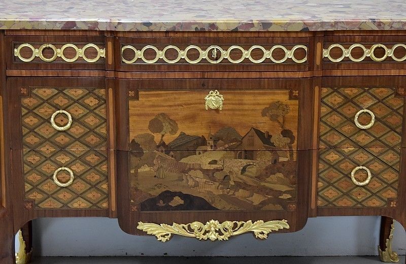 Transition Inlaid Chest Of Drawers, 19th photo vinterior