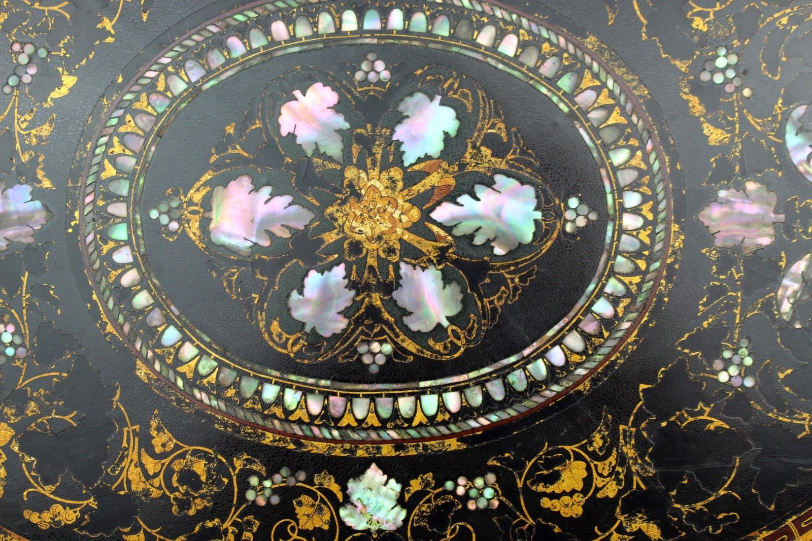 Victorian Oval Papier Mâché Tray By Benetfink & Co, London, C.1870 photo for sale