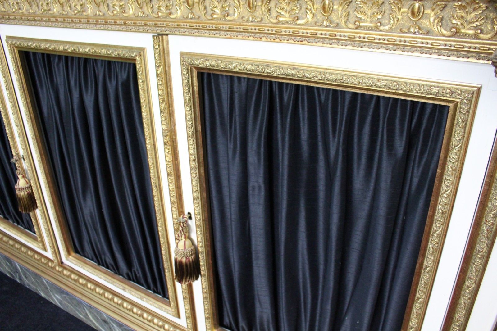 Large Neoclassical Style Gilt And Painted Credenza With Simulated Marble Top photo buy