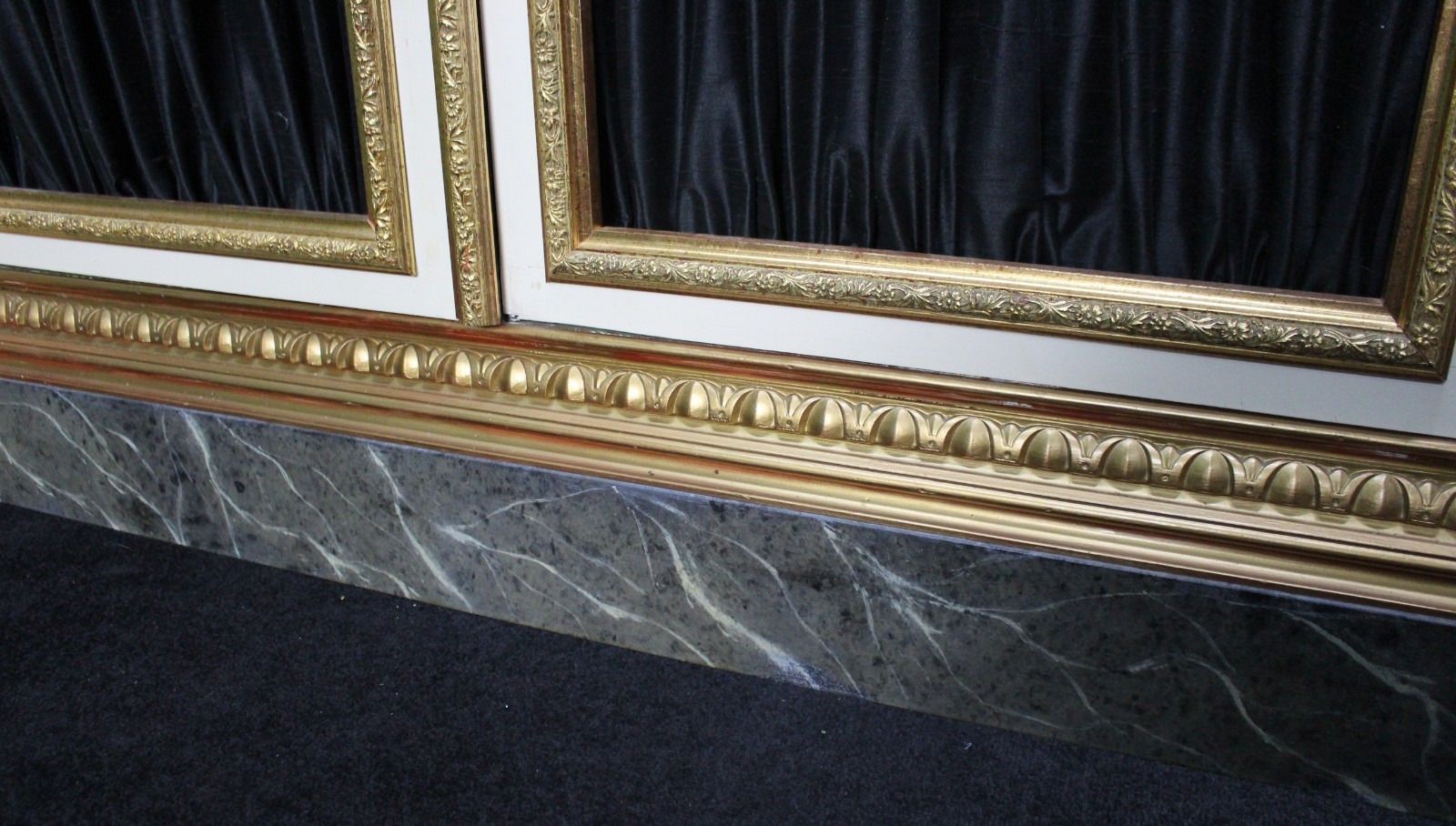 Furniture Large Neoclassical Style Gilt And Painted Credenza With Simulated Marble Top photo