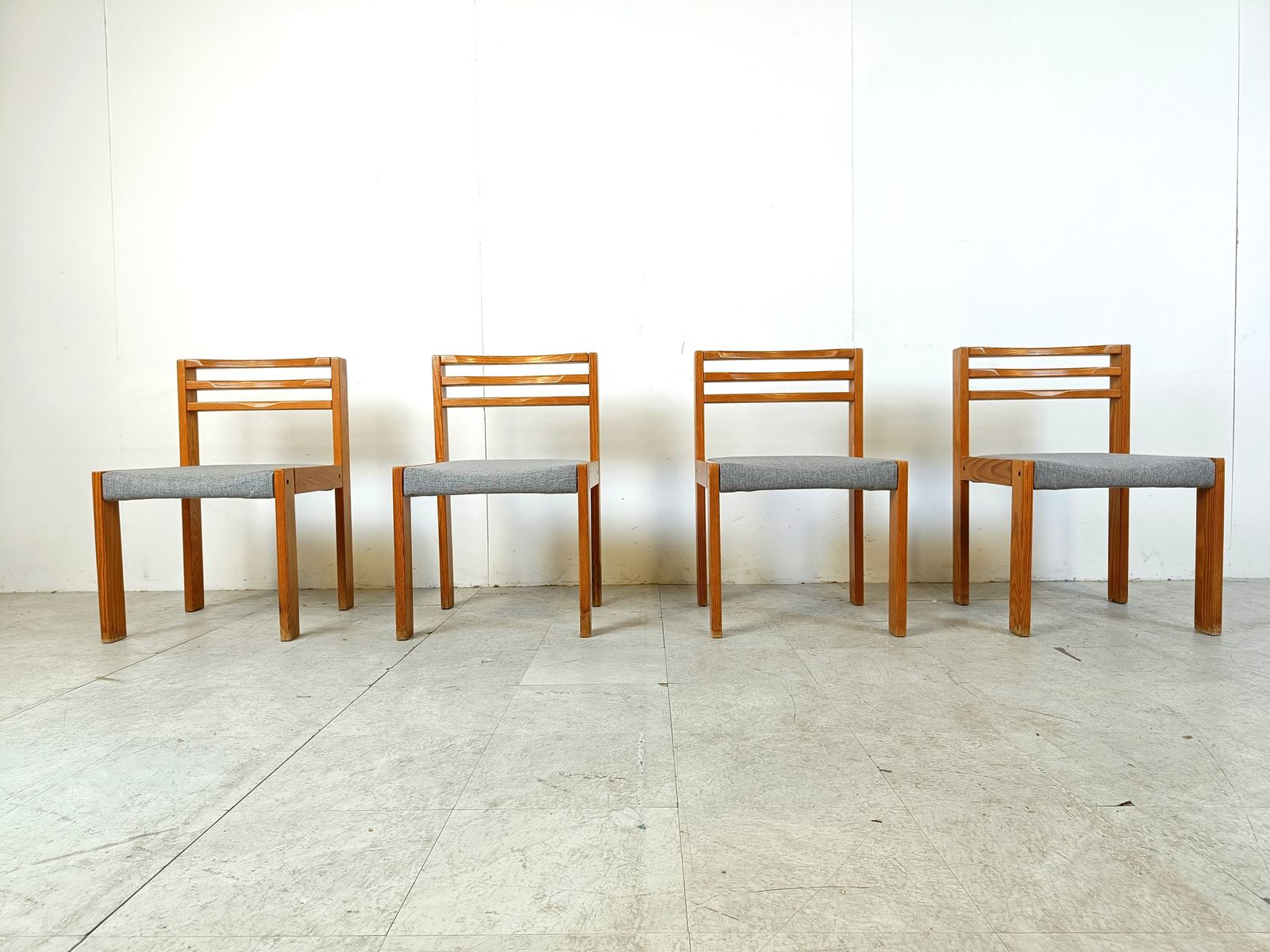 Set Of 4 Pine Wood Sg 1200 Dining Chairs By Cees Braakman, 1970s