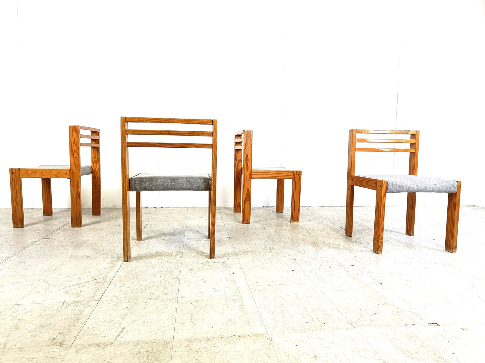 Set Of 4 Pine Wood Sg 1200 Dining Chairs By Cees Braakman, 1970s photo vintage